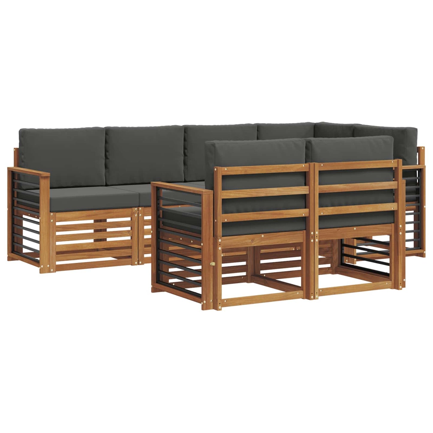 vidaXL Σαλονάκι Γωνιακού Καναπέ με μαξιλάρι 7 pcs Φυσικό και Ανθρακί