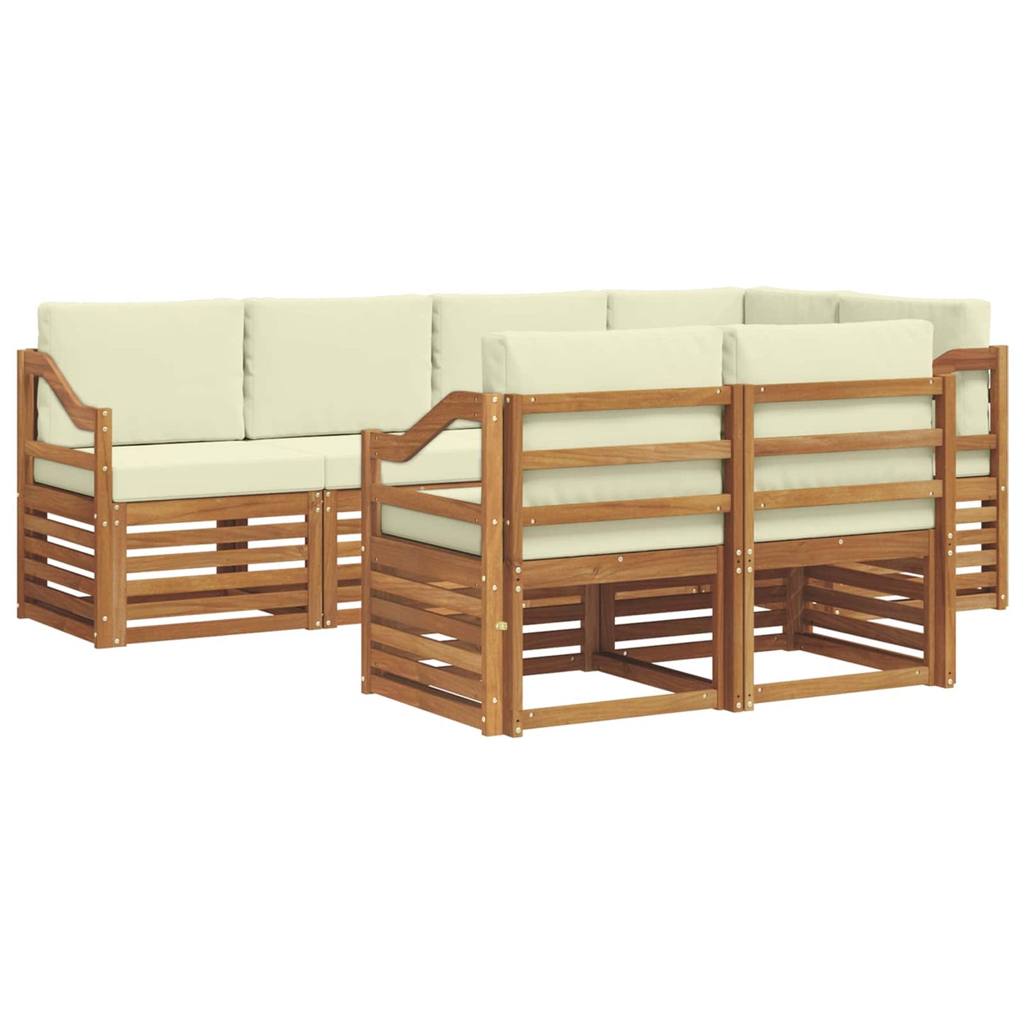 vidaXL Σαλονάκι Γωνιακού Καναπέ με μαξιλάρι 7 pcs Φυσικό και Κρέμα