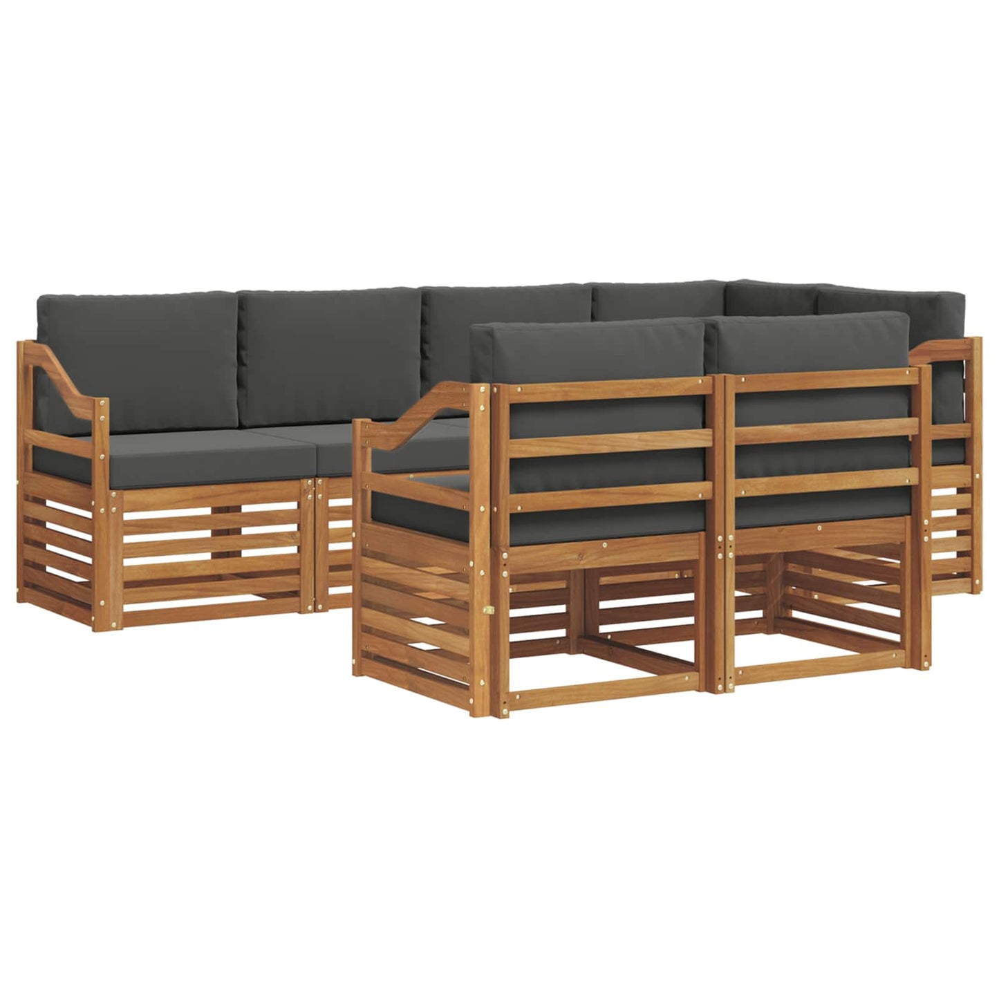 vidaXL Σαλονάκι Γωνιακού Καναπέ με μαξιλάρι 7 pcs Φυσικό και Ανθρακί