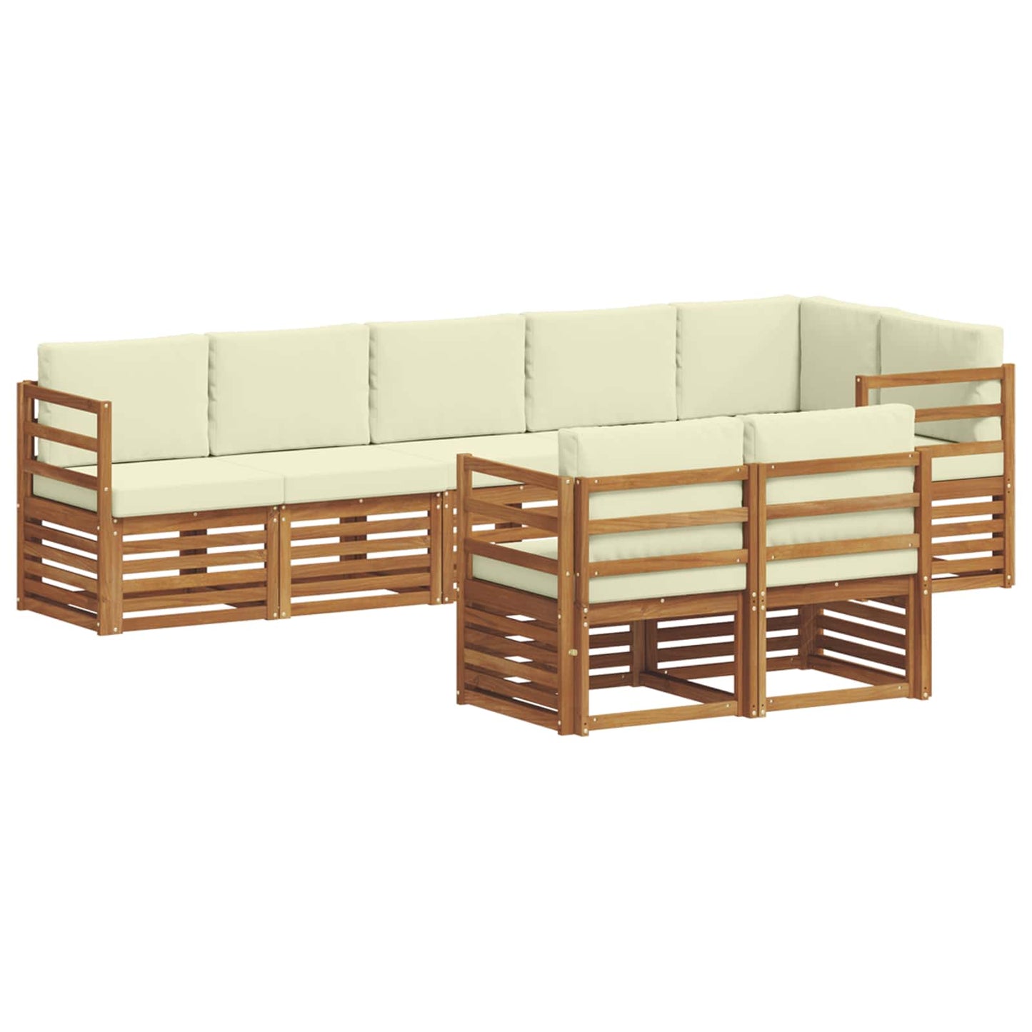 vidaXL Σετ Καναπέ 8 pcs Φυσικό και Κρέμα Στερεό Ξύλο Ακακίας