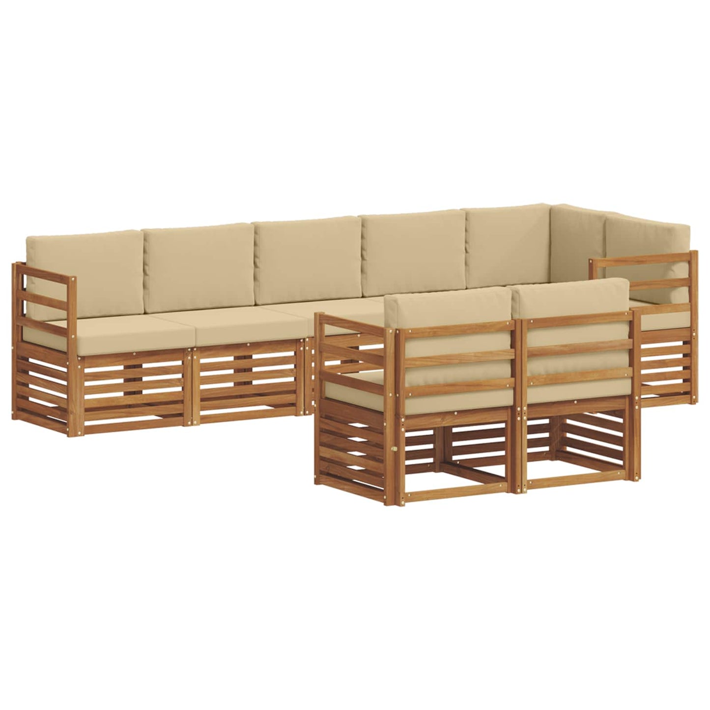 vidaXL Σετ Καναπέ 8 pcs Φυσικό και Μπεζ Στερεό Ξύλο Ακακίας