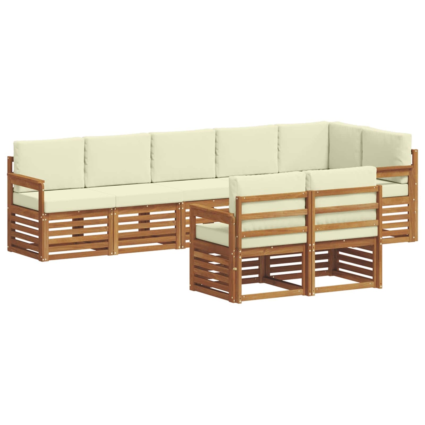 vidaXL Σετ Καναπέ 8 pcs Φυσικό και Κρέμα Στερεό Ξύλο Ακακίας