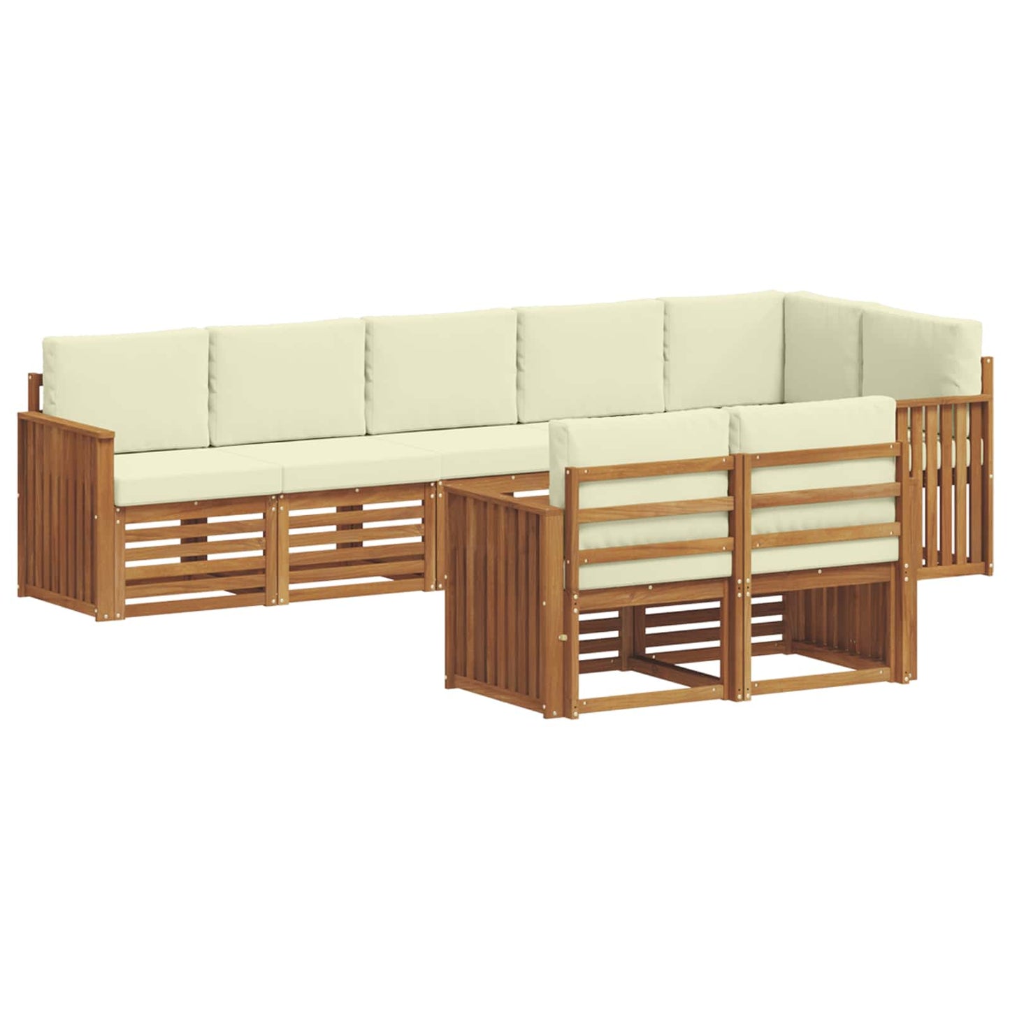 vidaXL Σετ Καναπέ 8 pcs Φυσικό και Κρέμα Στερεό Ξύλο Ακακίας