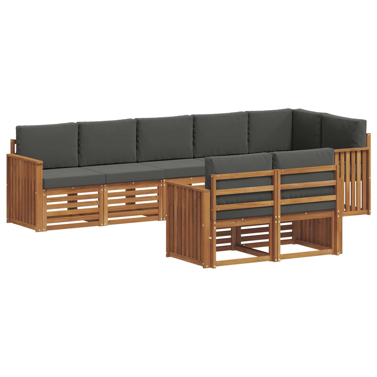 vidaXL Σετ Καναπέ 8 pcs Φυσικό και Ανθρακί Στερεό Ξύλο Ακακίας