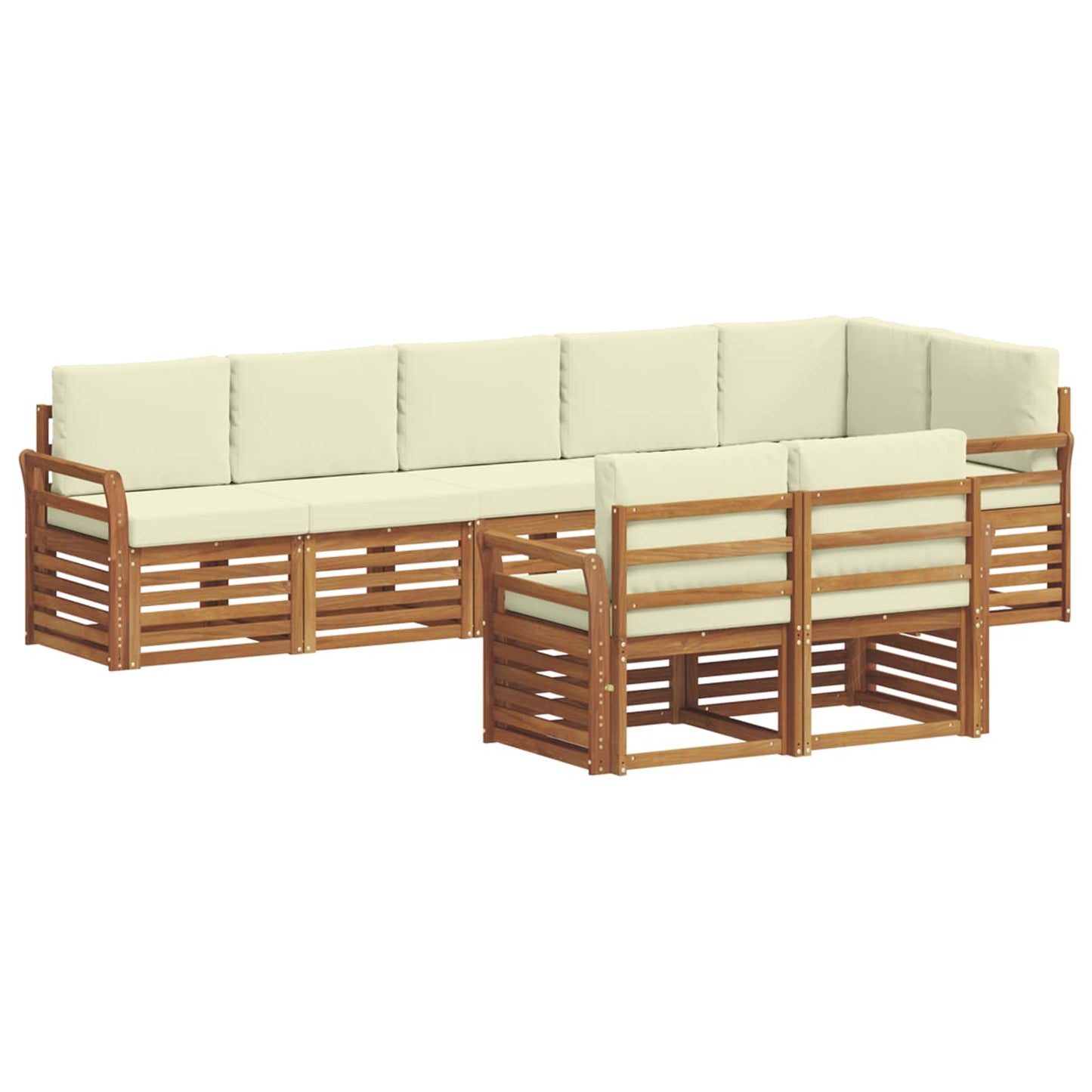 vidaXL Σετ Καναπέ 8 pcs Φυσικό και Κρέμα Στερεό Ξύλο Ακακίας
