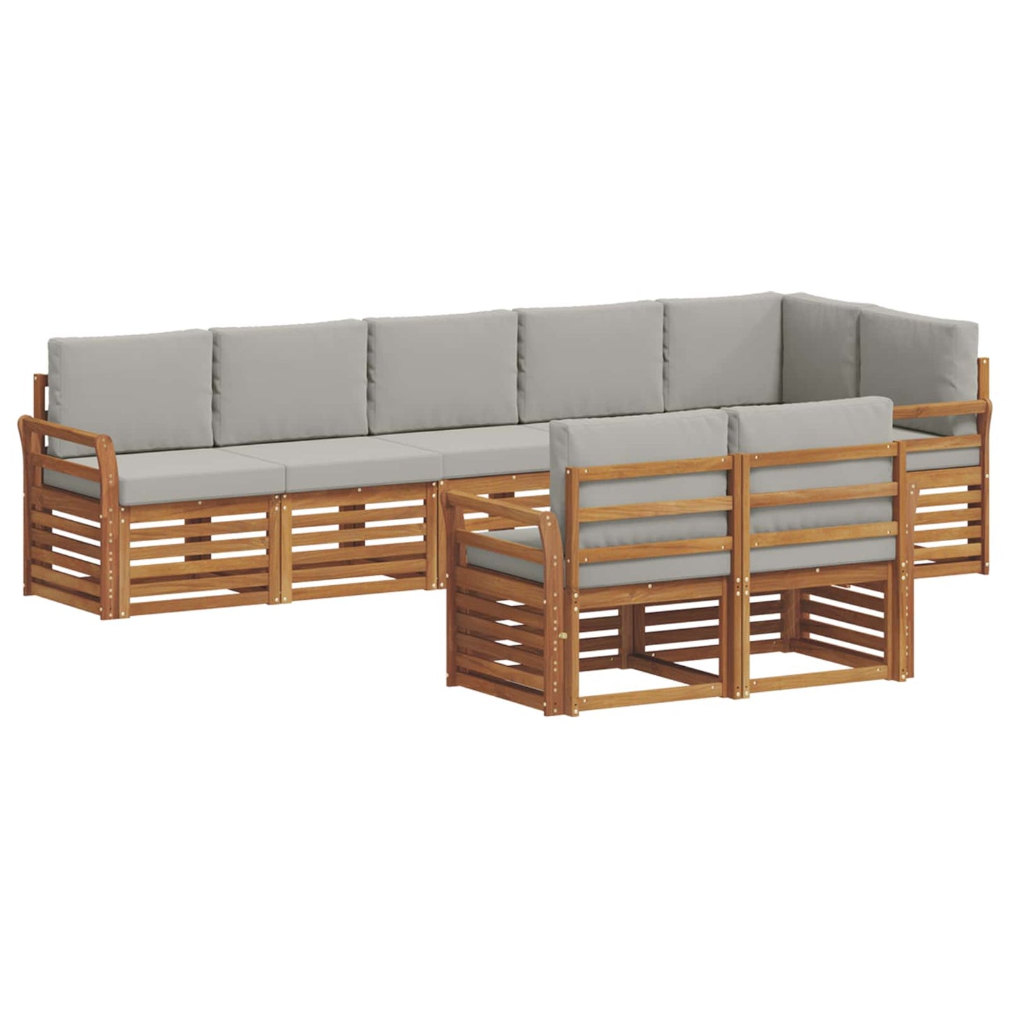 vidaXL Σετ Καναπέ 8 pcs Φυσικό και Ανοιχτό Γκρι Στερεό Ξύλο Ακακίας