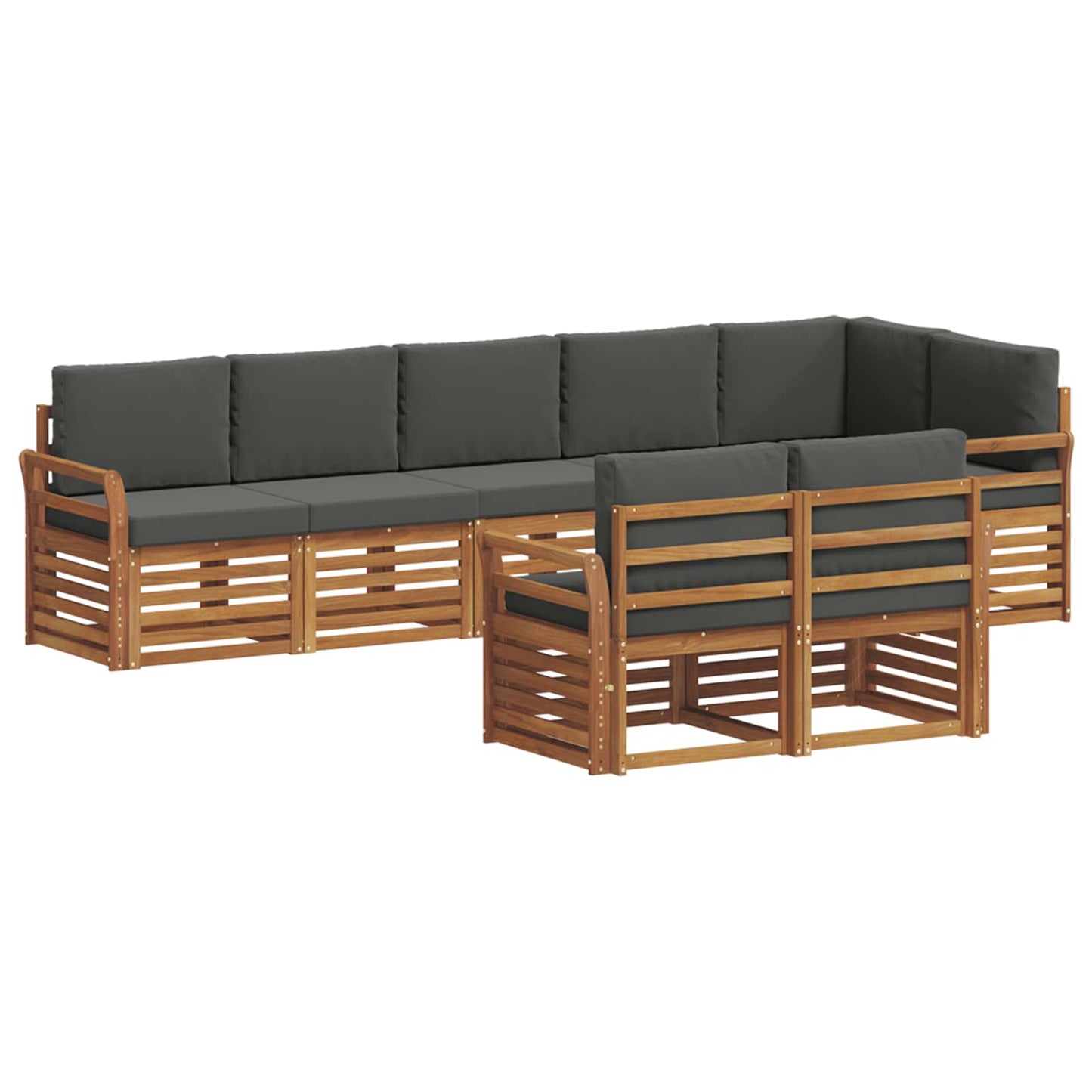 vidaXL Σετ Καναπέ 8 pcs Φυσικό και Ανθρακί Στερεό Ξύλο Ακακίας