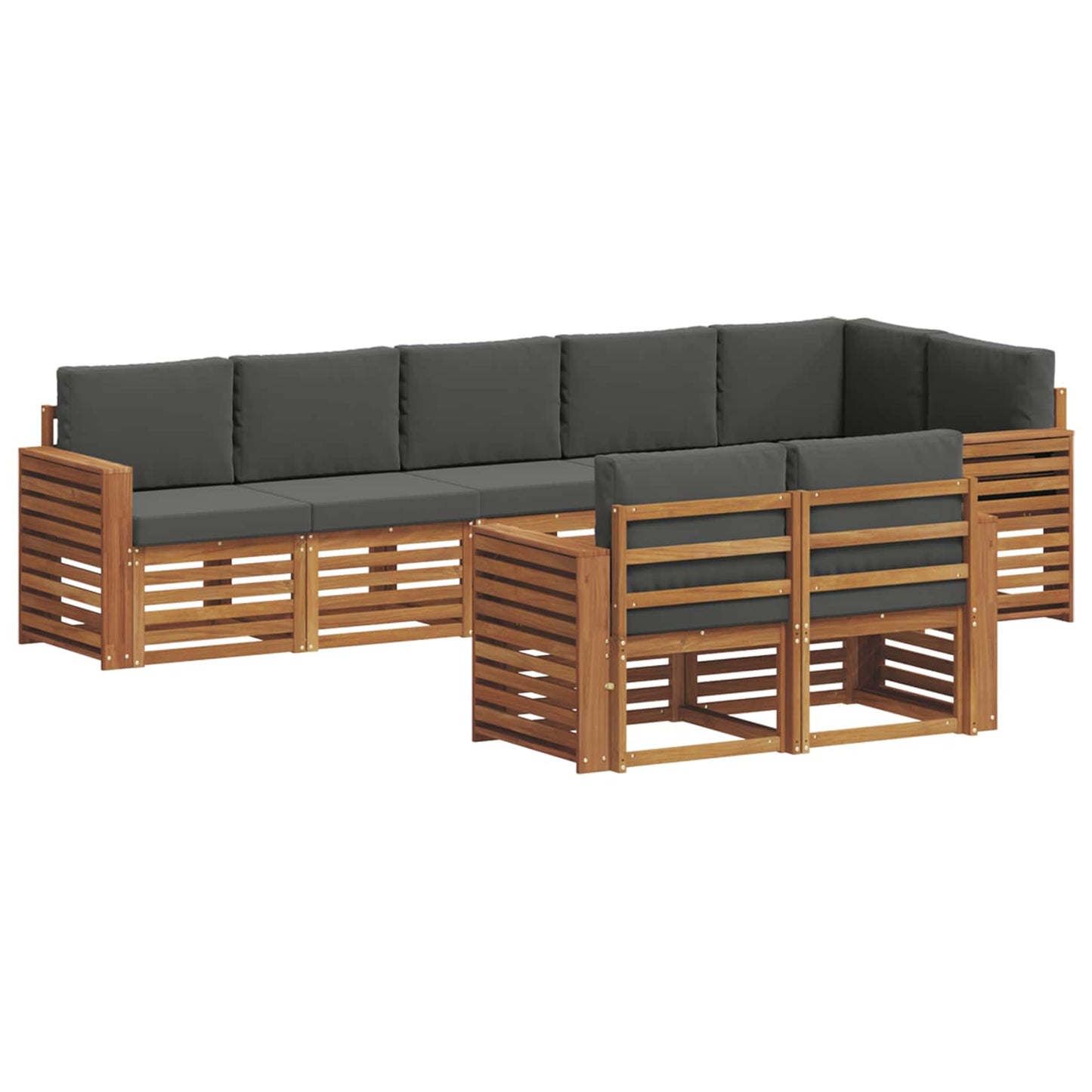 vidaXL Σετ Καναπέ 8 pcs Φυσικό και Ανθρακί Στερεό Ξύλο Ακακίας