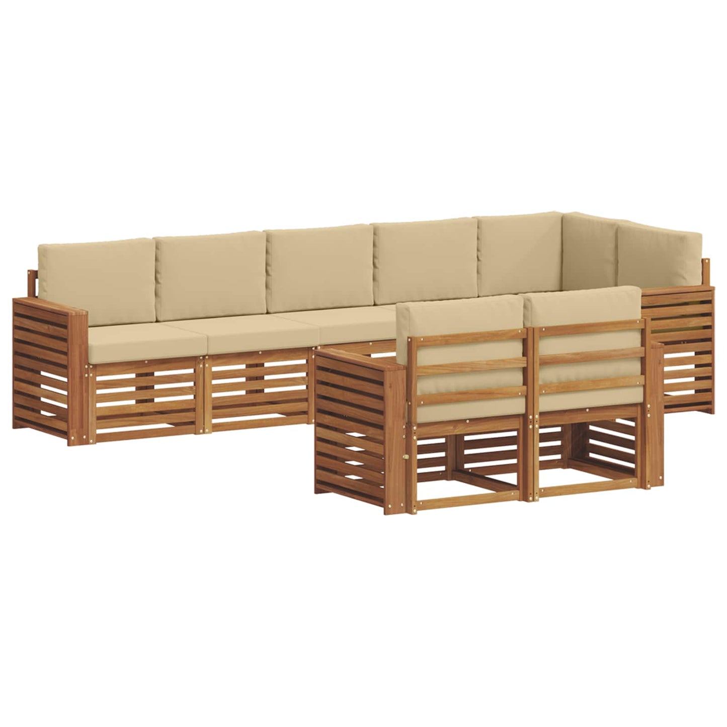 vidaXL Σετ Καναπέ 8 pcs Φυσικό και Μπεζ Στερεό Ξύλο Ακακίας