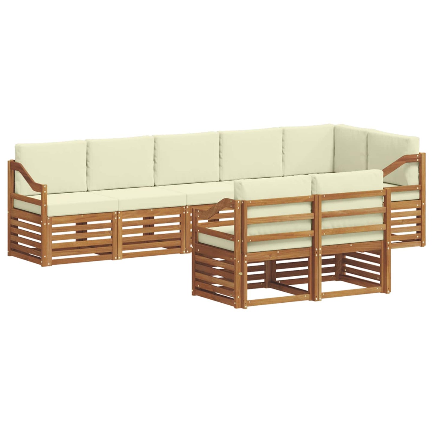 vidaXL Σετ Καναπέ 8 pcs Φυσικό και Κρέμα Στερεό Ξύλο Ακακίας
