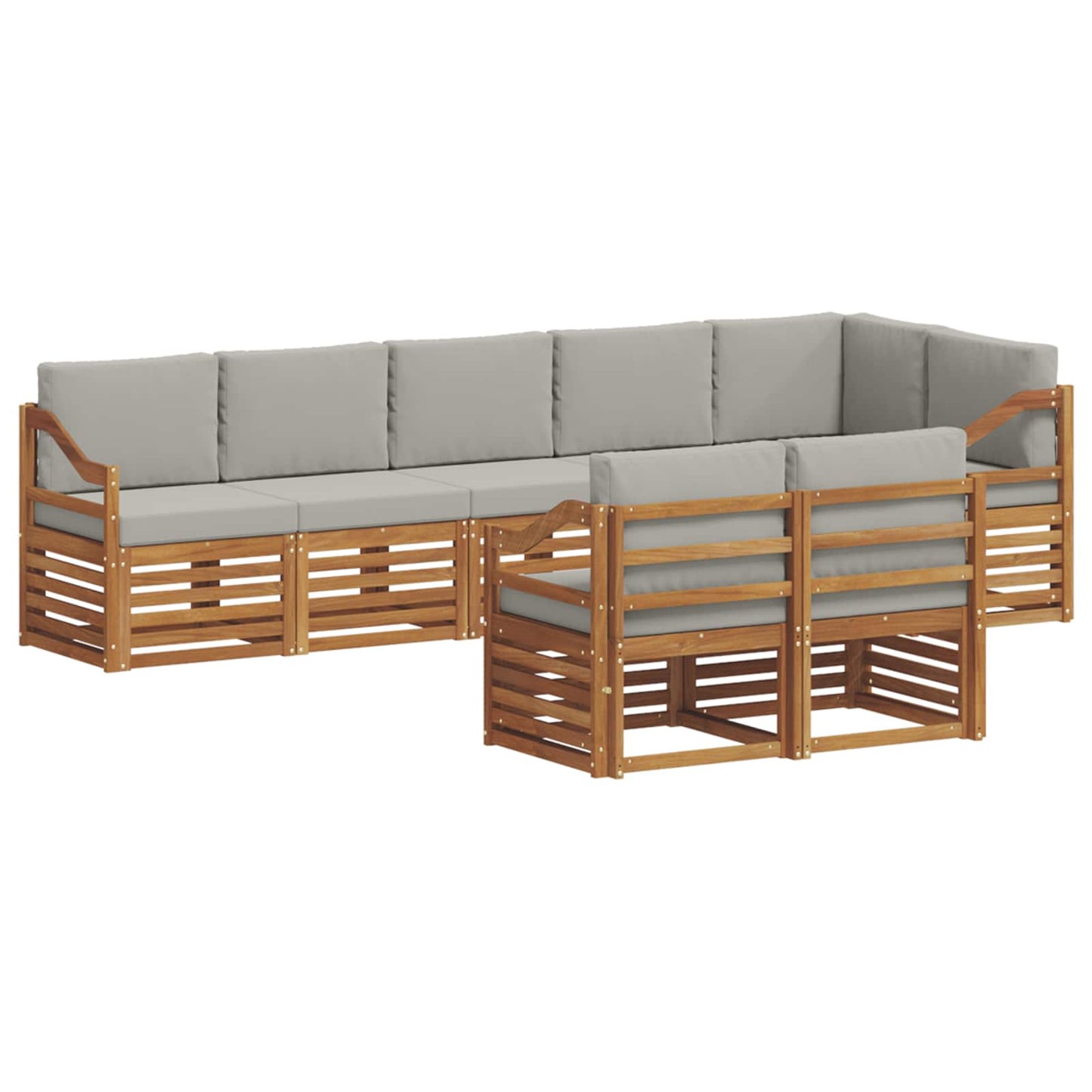 vidaXL Σετ Καναπέ 8 pcs Φυσικό και Ανοιχτό Γκρι Στερεό Ξύλο Ακακίας