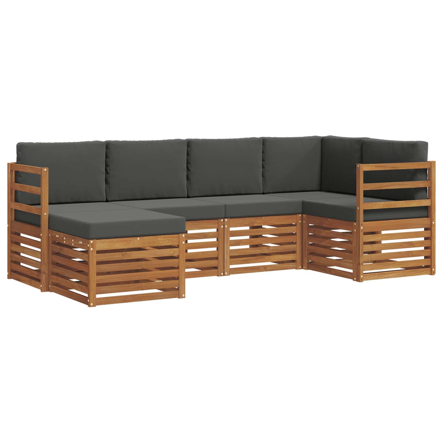 vidaXL Σαλονάκι Γωνιακού Καναπέ με μαξιλάρι 6 pcs Φυσικό και Ανθρακί