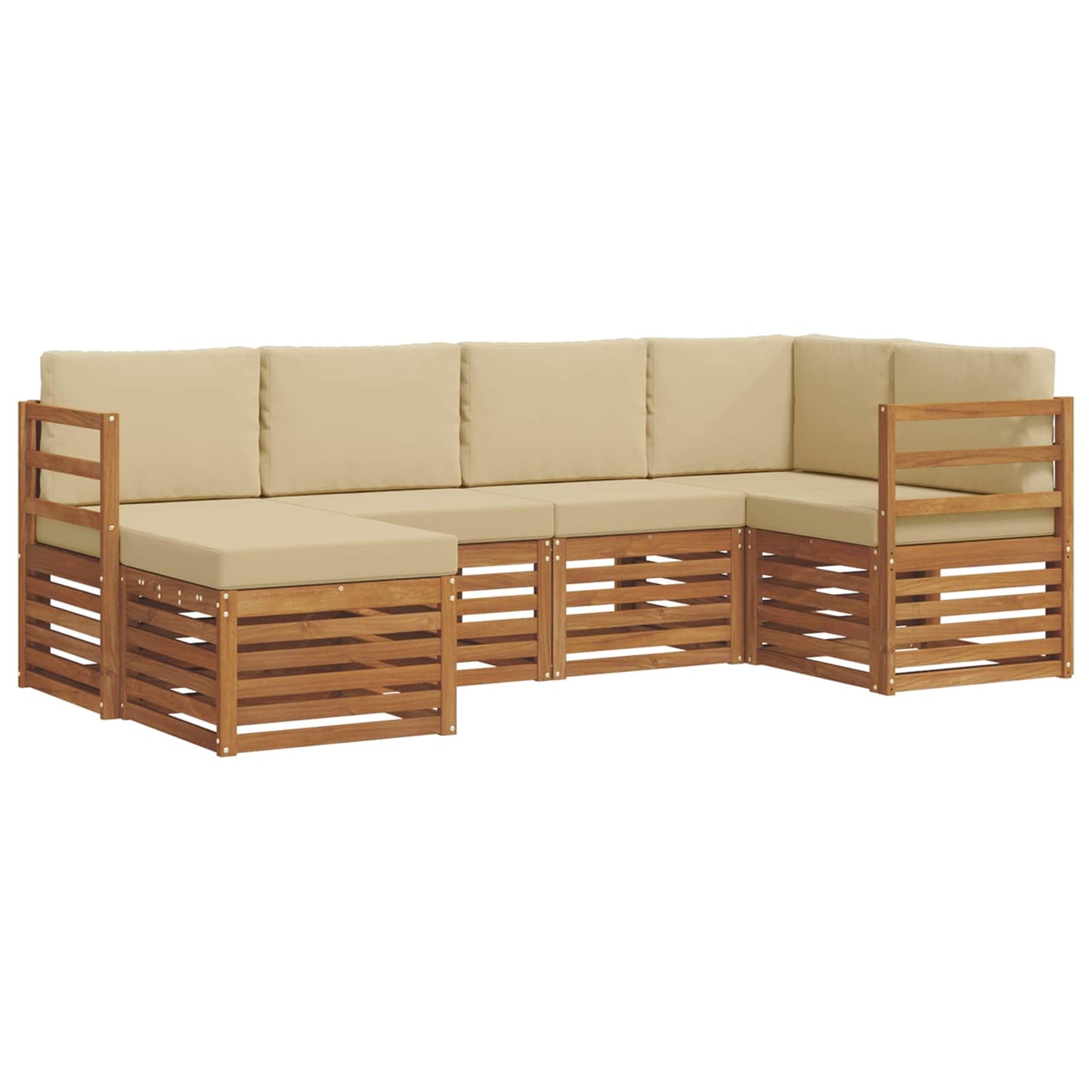vidaXL Σαλονάκι Γωνιακού Καναπέ με μαξιλάρι 6 pcs Φυσικό και Μπεζ
