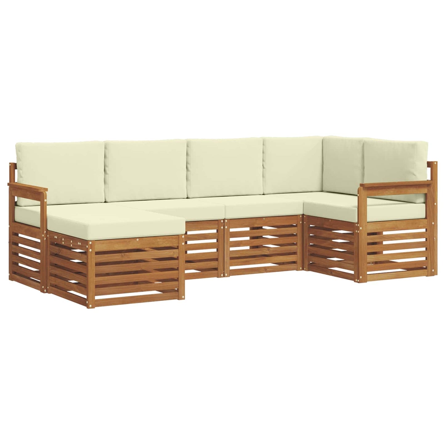 vidaXL Σαλονάκι Γωνιακού Καναπέ με μαξιλάρι 6 pcs Φυσικό και Κρέμα