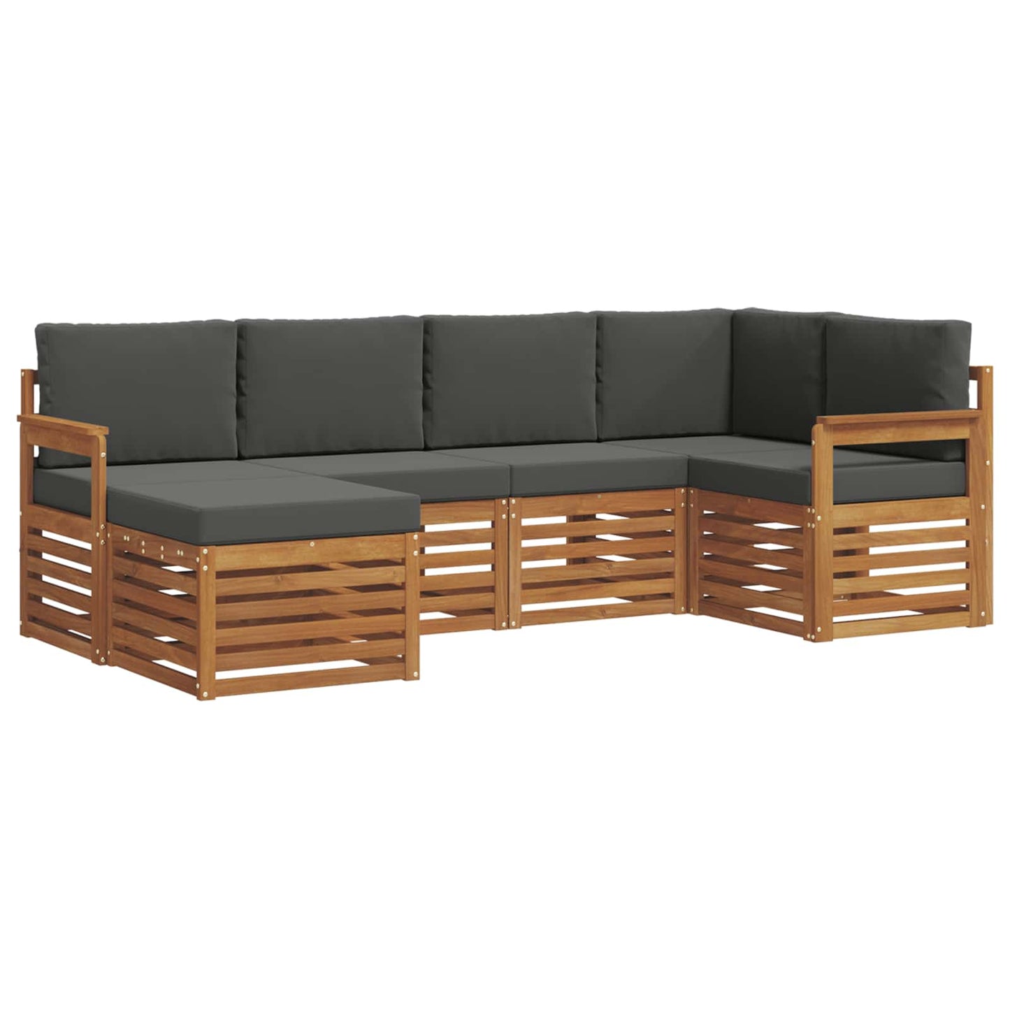 vidaXL Σαλονάκι Γωνιακού Καναπέ με μαξιλάρι 6 pcs Φυσικό και Ανθρακί