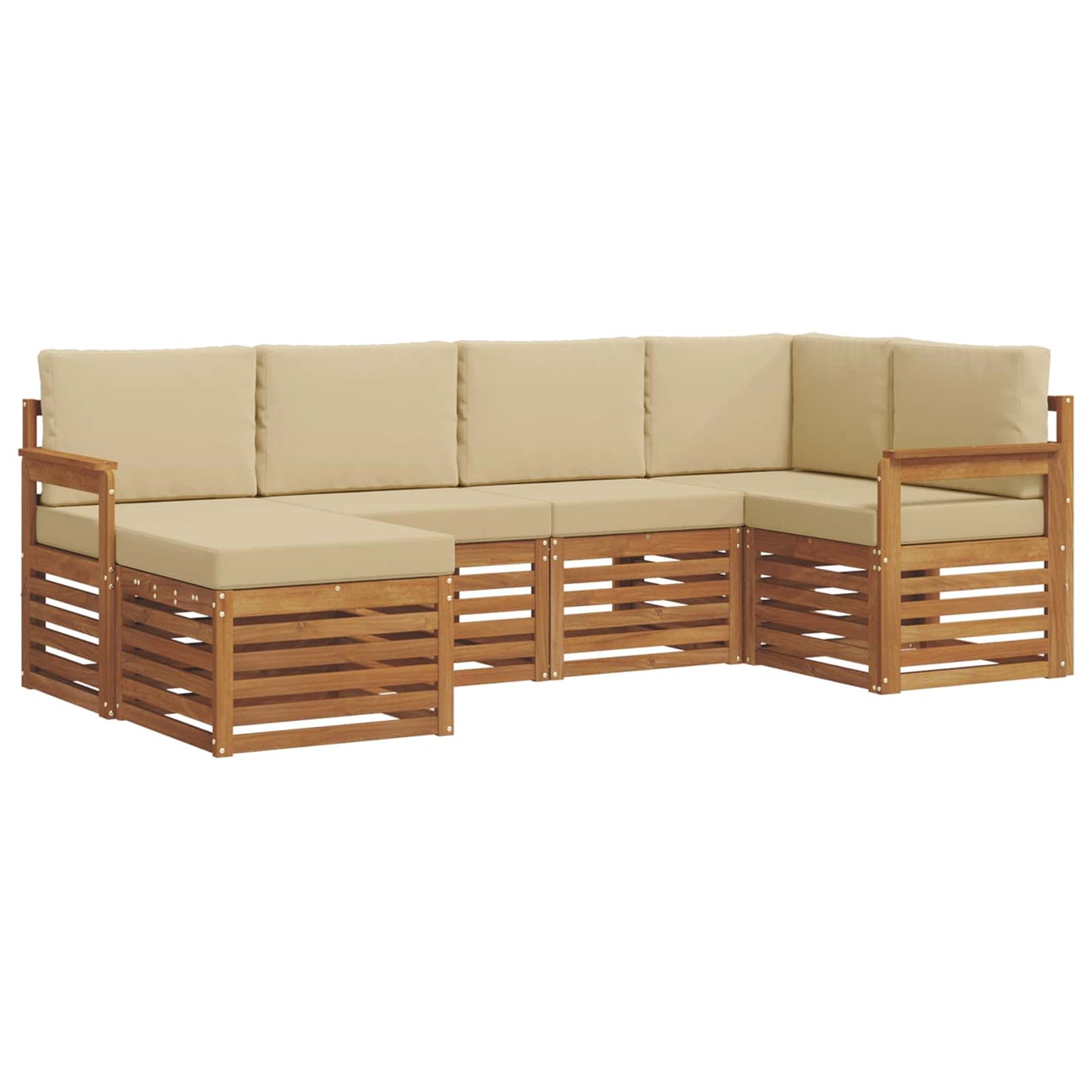 vidaXL Σαλονάκι Γωνιακού Καναπέ με μαξιλάρι 6 pcs Φυσικό και Μπεζ