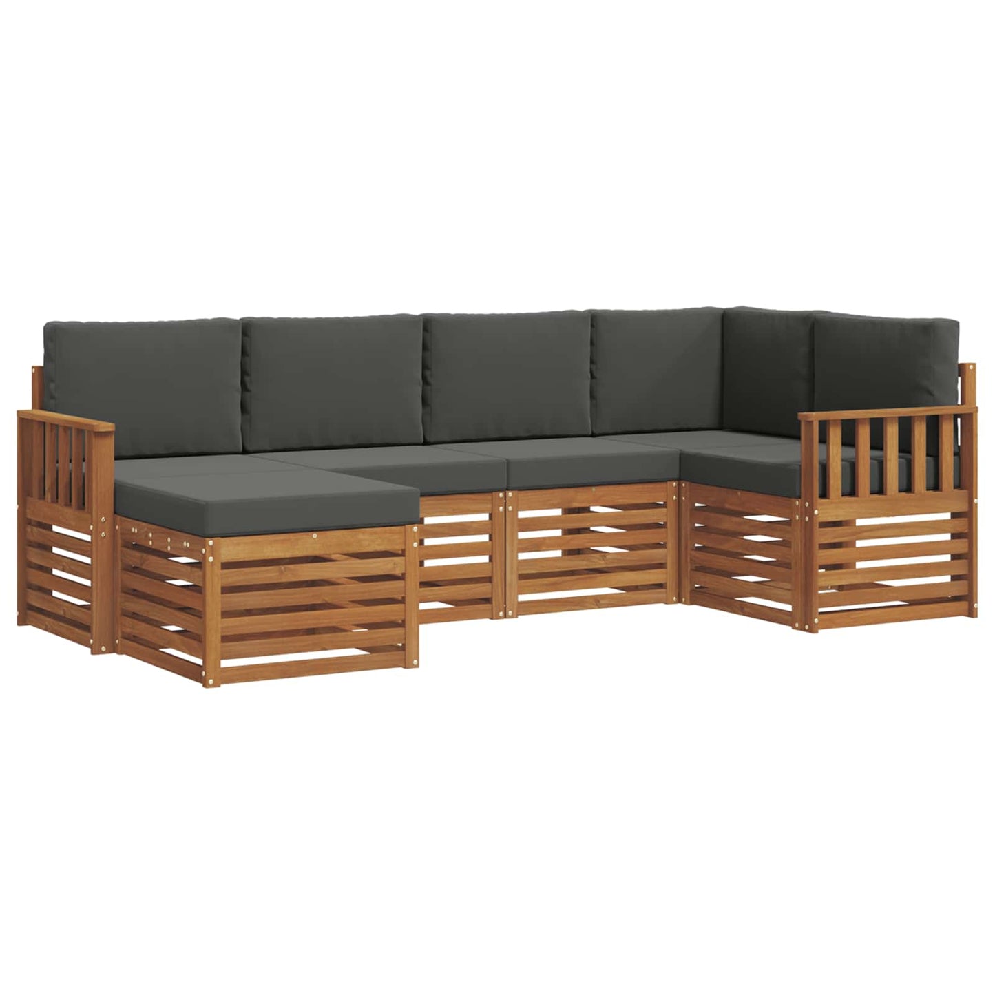 vidaXL Σαλονάκι Γωνιακού Καναπέ με μαξιλάρι 6 pcs Φυσικό και Ανθρακί