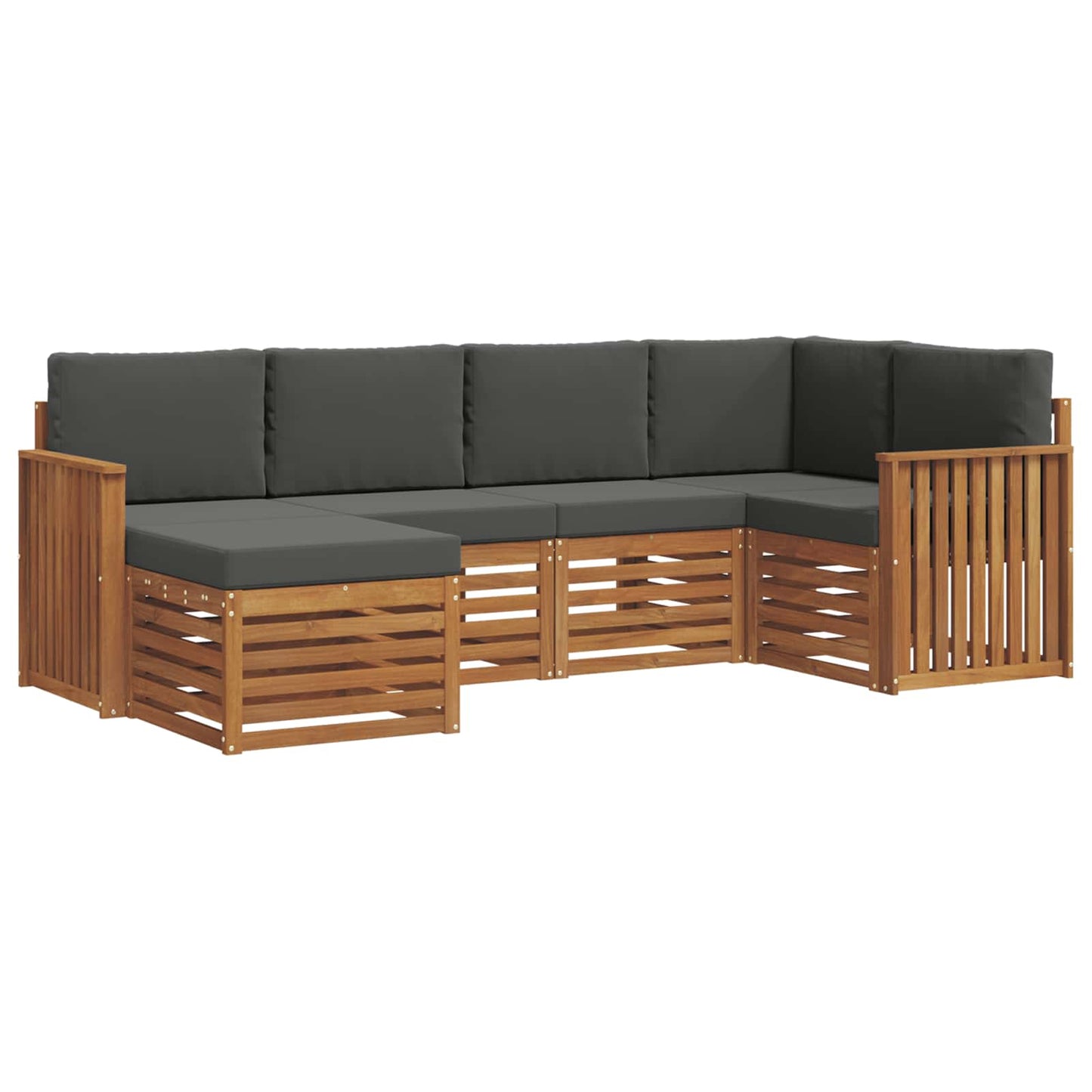 vidaXL Σαλονάκι Γωνιακού Καναπέ με μαξιλάρι 6 pcs Φυσικό και Ανθρακί