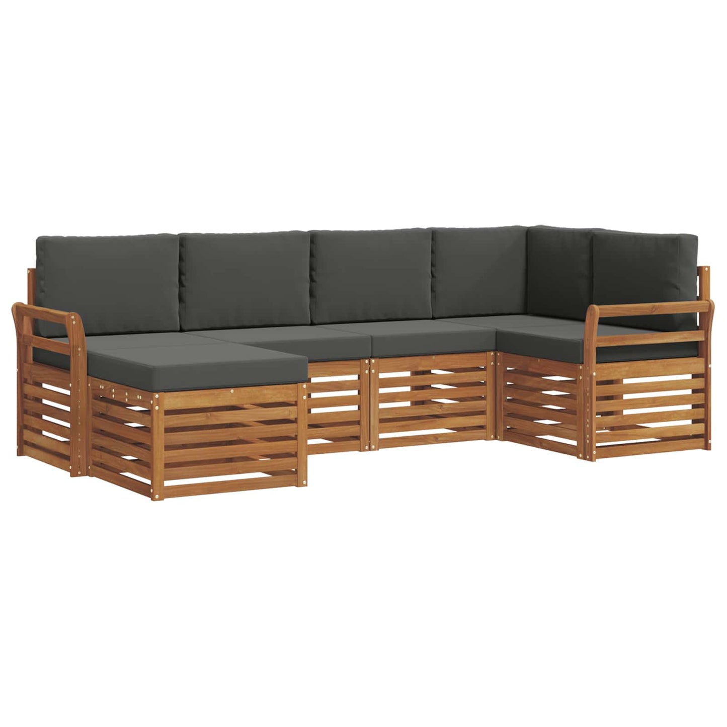 vidaXL Σαλονάκι Γωνιακού Καναπέ με μαξιλάρι 6 pcs Φυσικό και Ανθρακί