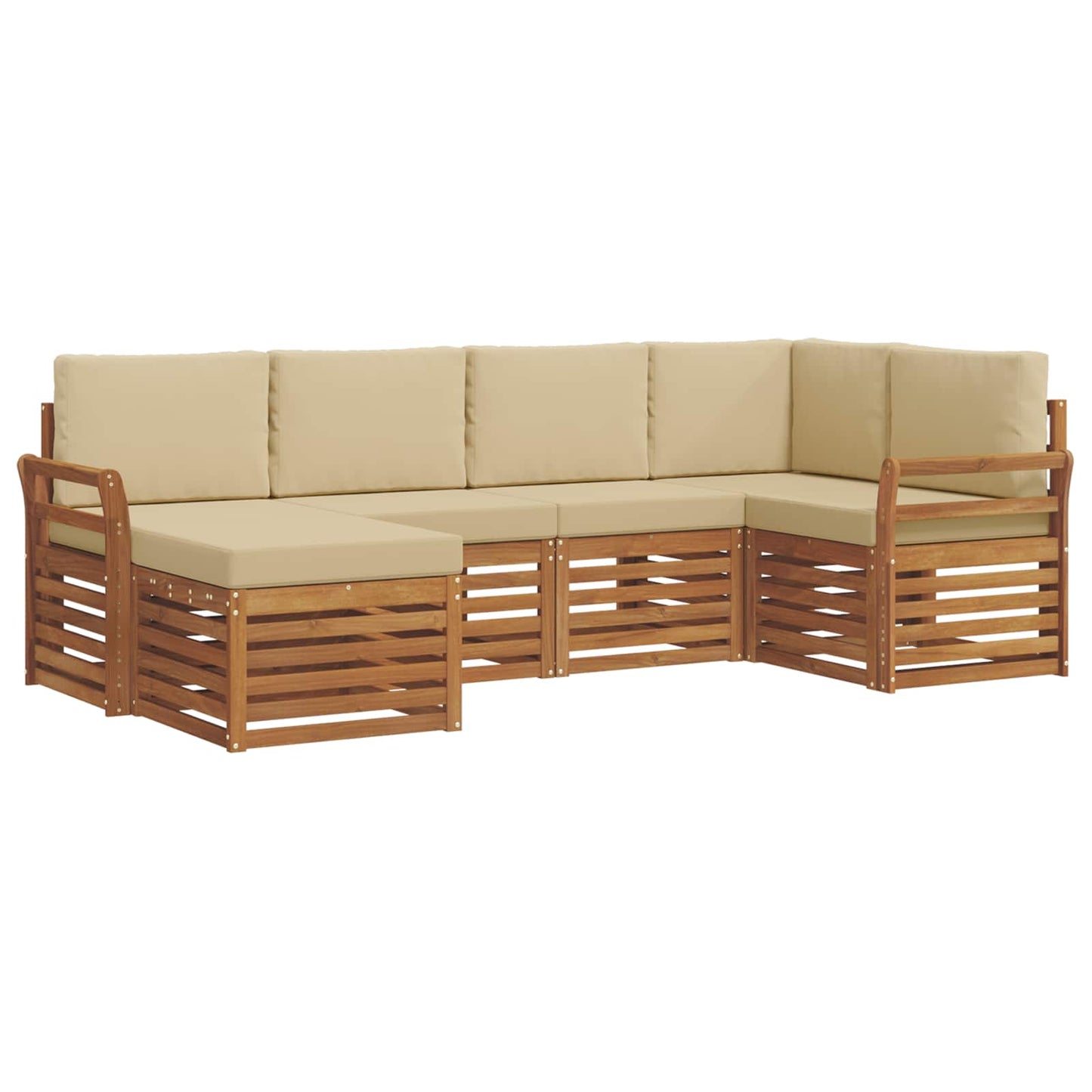 vidaXL Σαλονάκι Γωνιακού Καναπέ με μαξιλάρι 6 pcs Φυσικό και Μπεζ