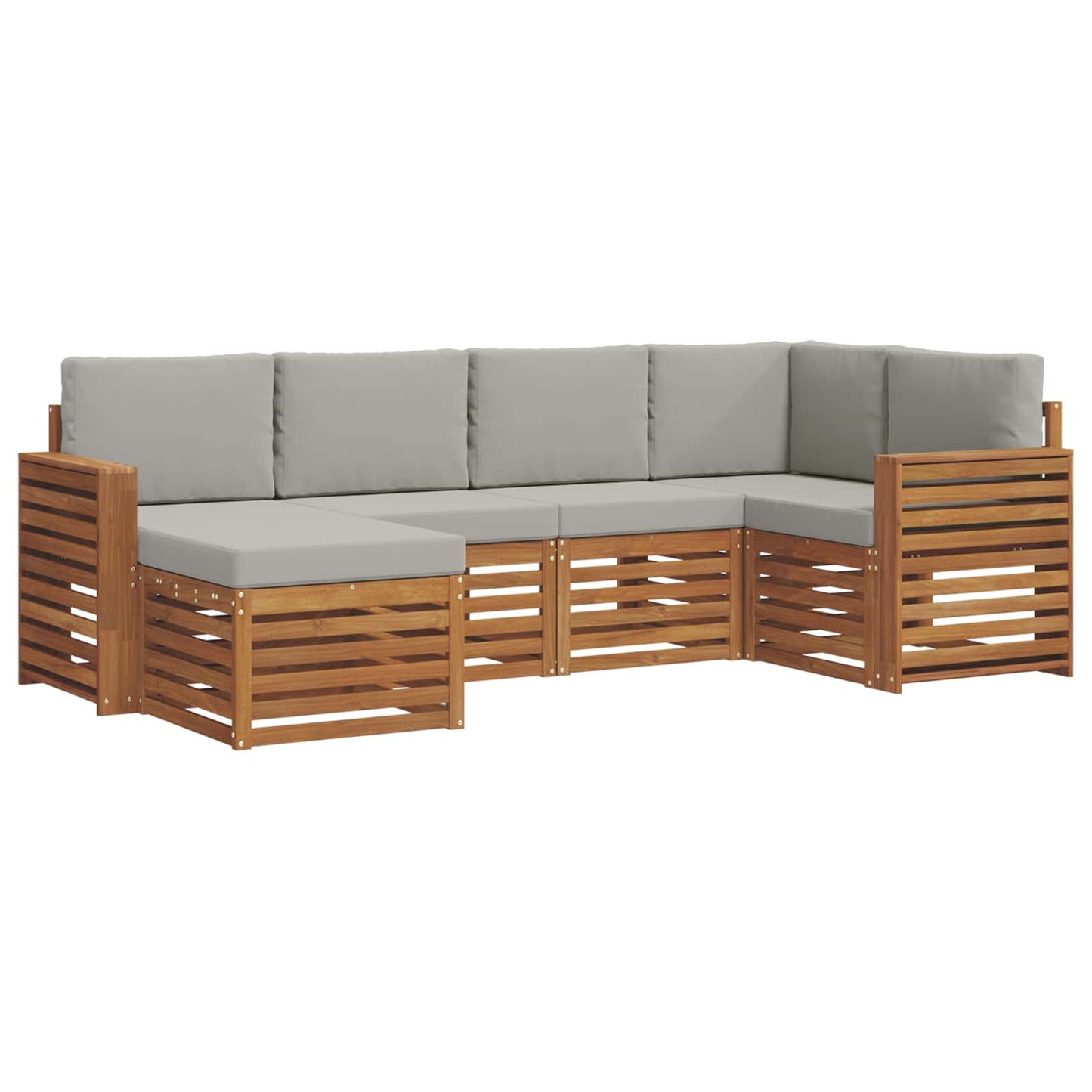 vidaXL Σαλονάκι Γωνιακού Καναπέ 6 pcs Φυσικό και Ανοιχτό Γκρι