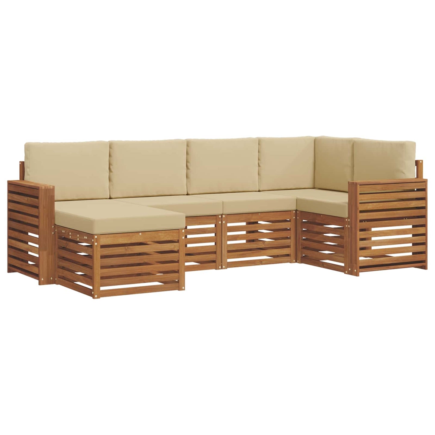 vidaXL Σαλονάκι Γωνιακού Καναπέ με μαξιλάρι 6 pcs Φυσικό και Μπεζ