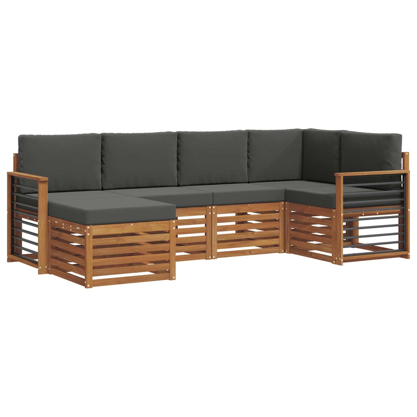 vidaXL Σαλονάκι Γωνιακού Καναπέ με μαξιλάρι 6 pcs Φυσικό και Ανθρακί