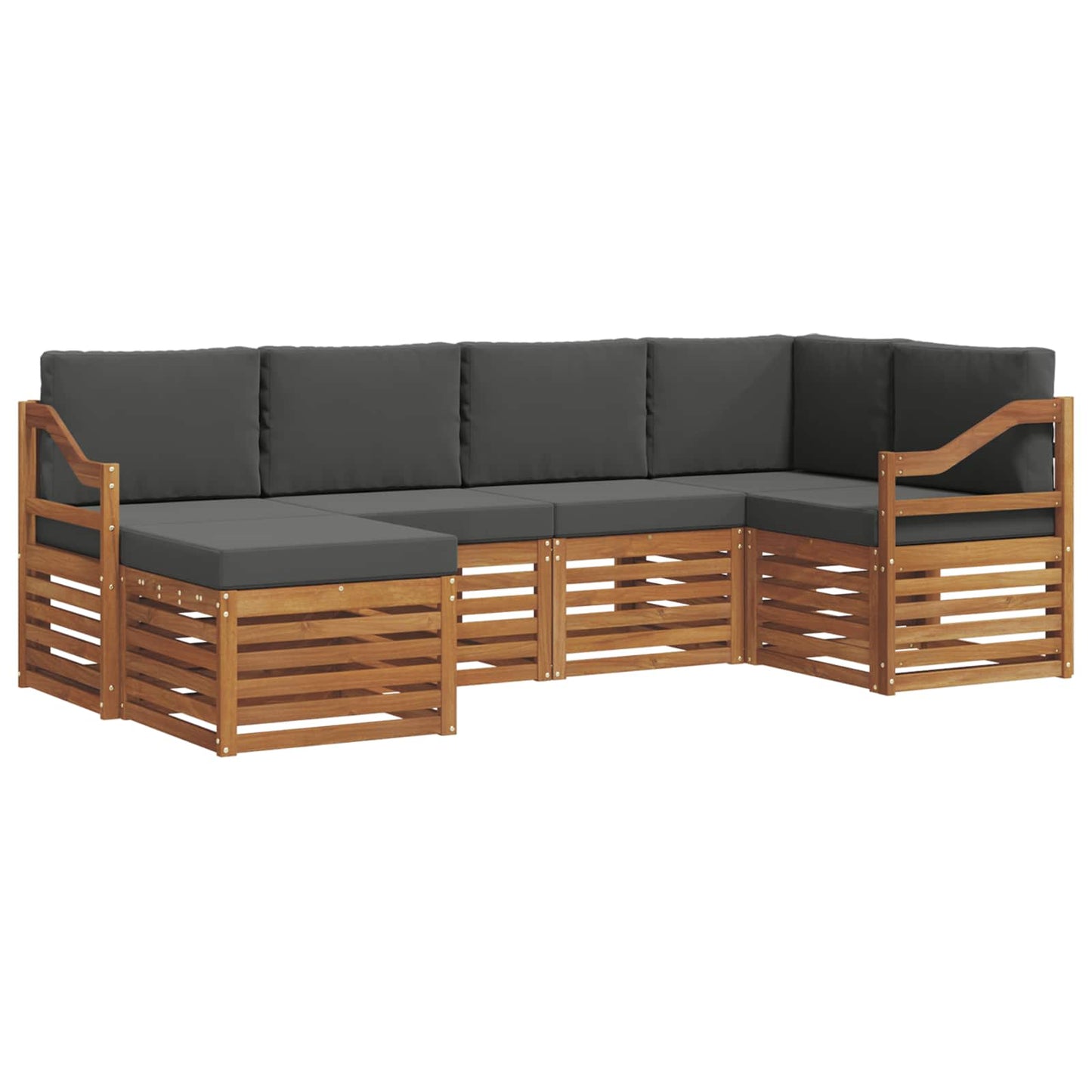vidaXL Σαλονάκι Γωνιακού Καναπέ με μαξιλάρι 6 pcs Φυσικό και Ανθρακί