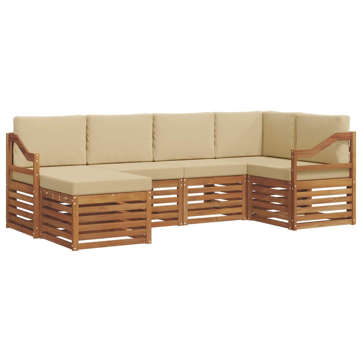 vidaXL Σαλονάκι Γωνιακού Καναπέ με μαξιλάρι 6 pcs Φυσικό και Μπεζ