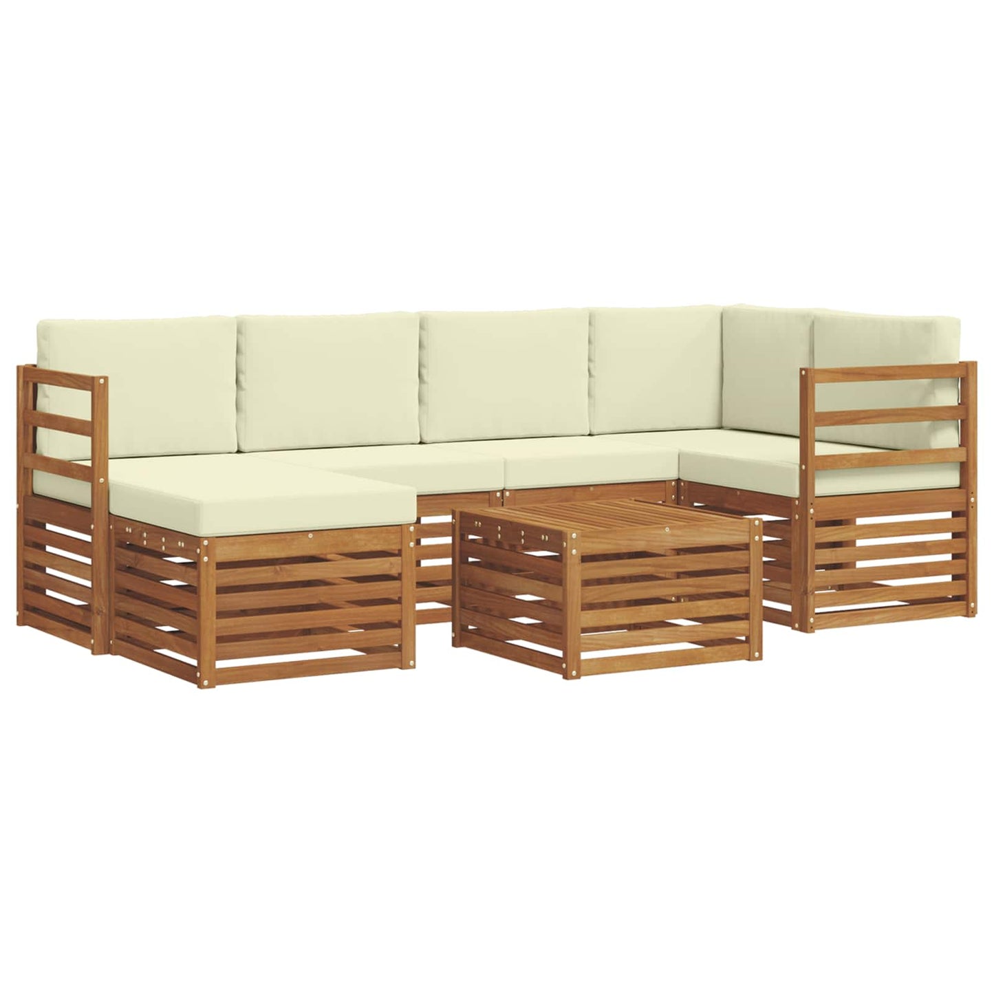vidaXL Σαλονάκι Γωνιακού Καναπέ με μαξιλάρι 7 pcs Φυσικό και Κρέμα