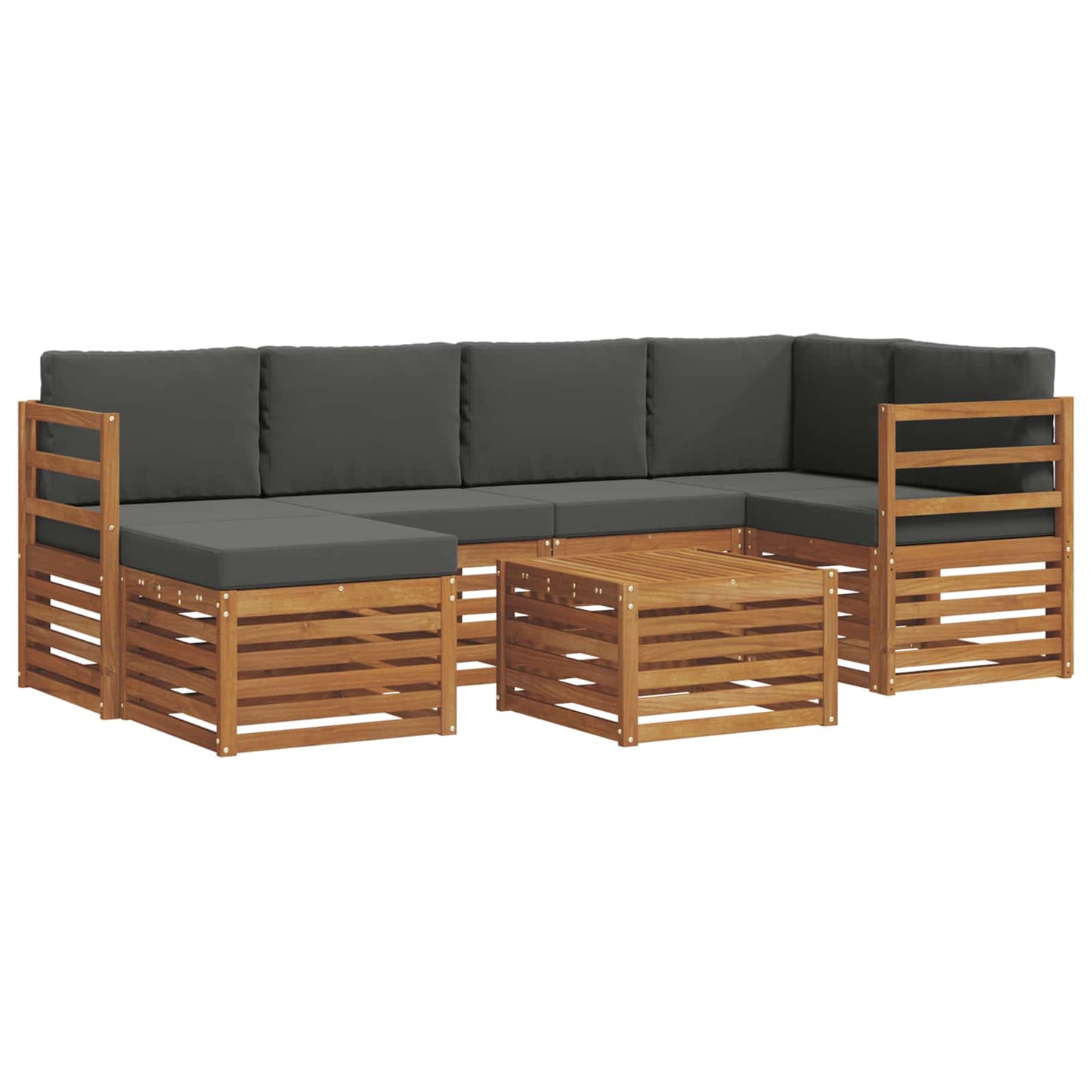 vidaXL Σαλονάκι Γωνιακού Καναπέ με μαξιλάρι 7 pcs Φυσικό και Ανθρακί