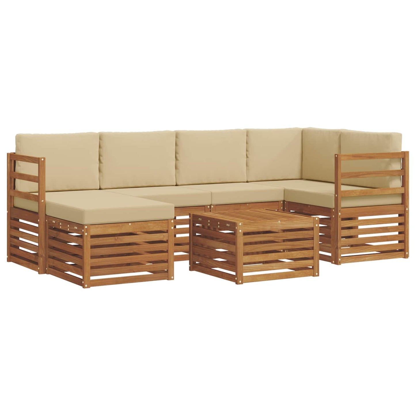 vidaXL Σαλονάκι Γωνιακού Καναπέ με μαξιλάρι 7 pcs Φυσικό και Μπεζ
