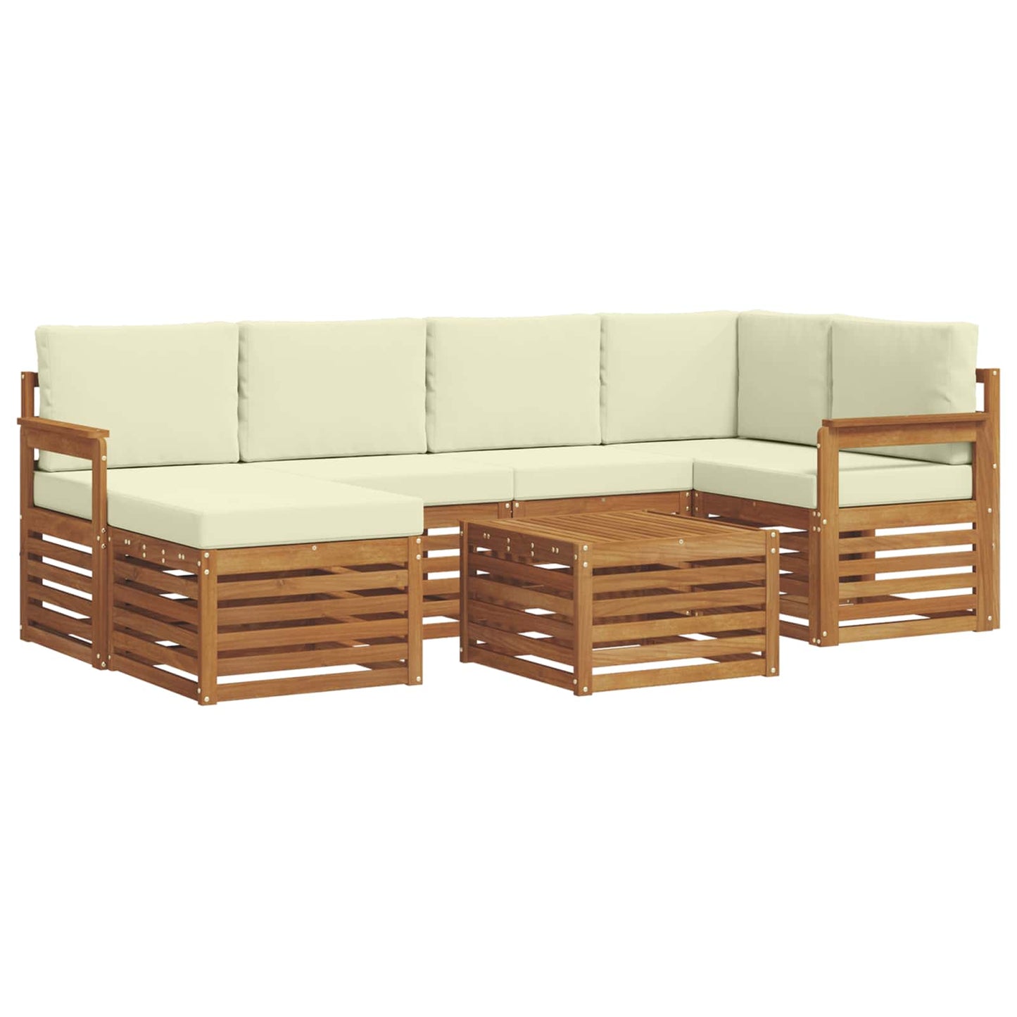 vidaXL Σαλονάκι Γωνιακού Καναπέ με μαξιλάρι 7 pcs Φυσικό και Κρέμα
