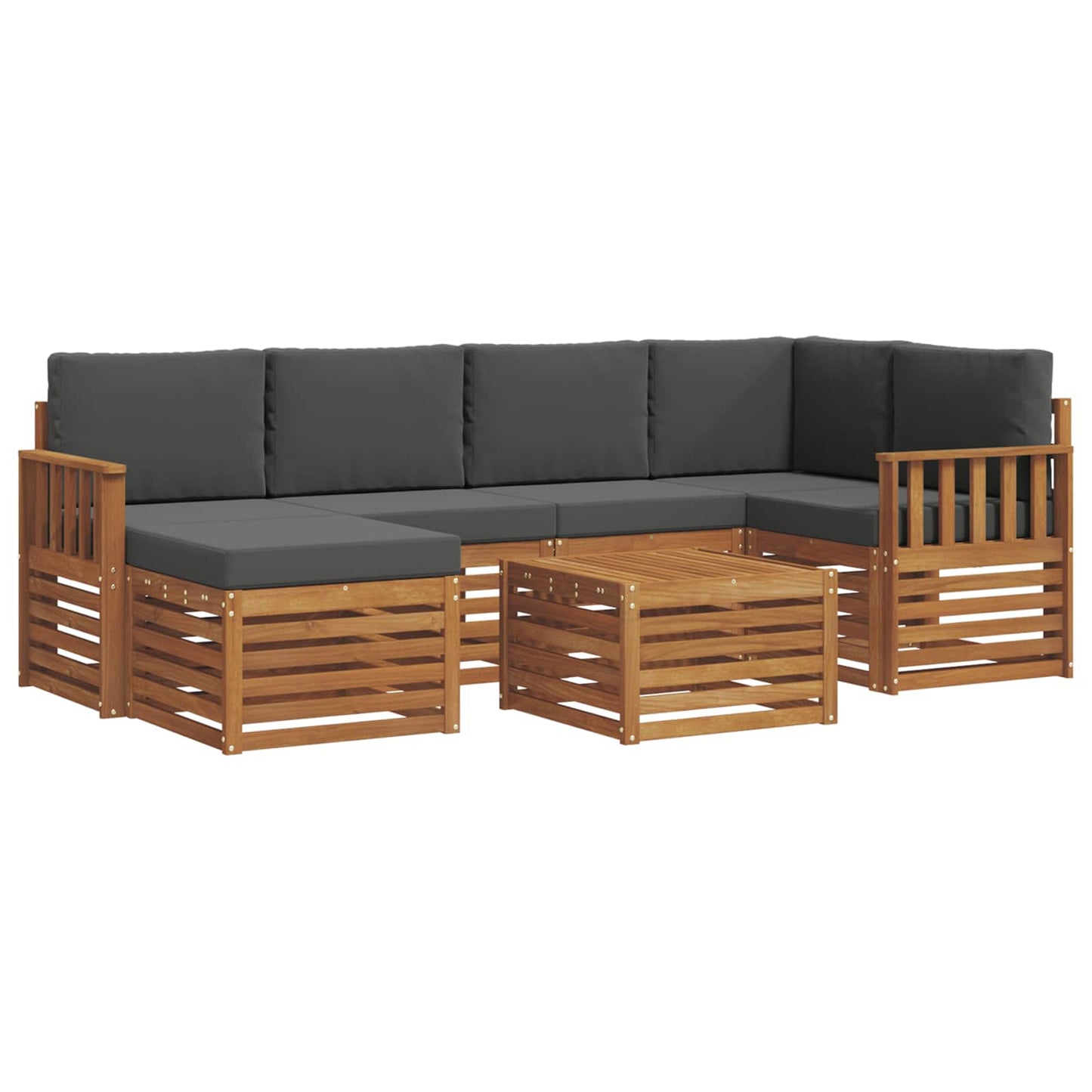 vidaXL Σαλονάκι Γωνιακού Καναπέ με μαξιλάρι 7 pcs Φυσικό και Ανθρακί