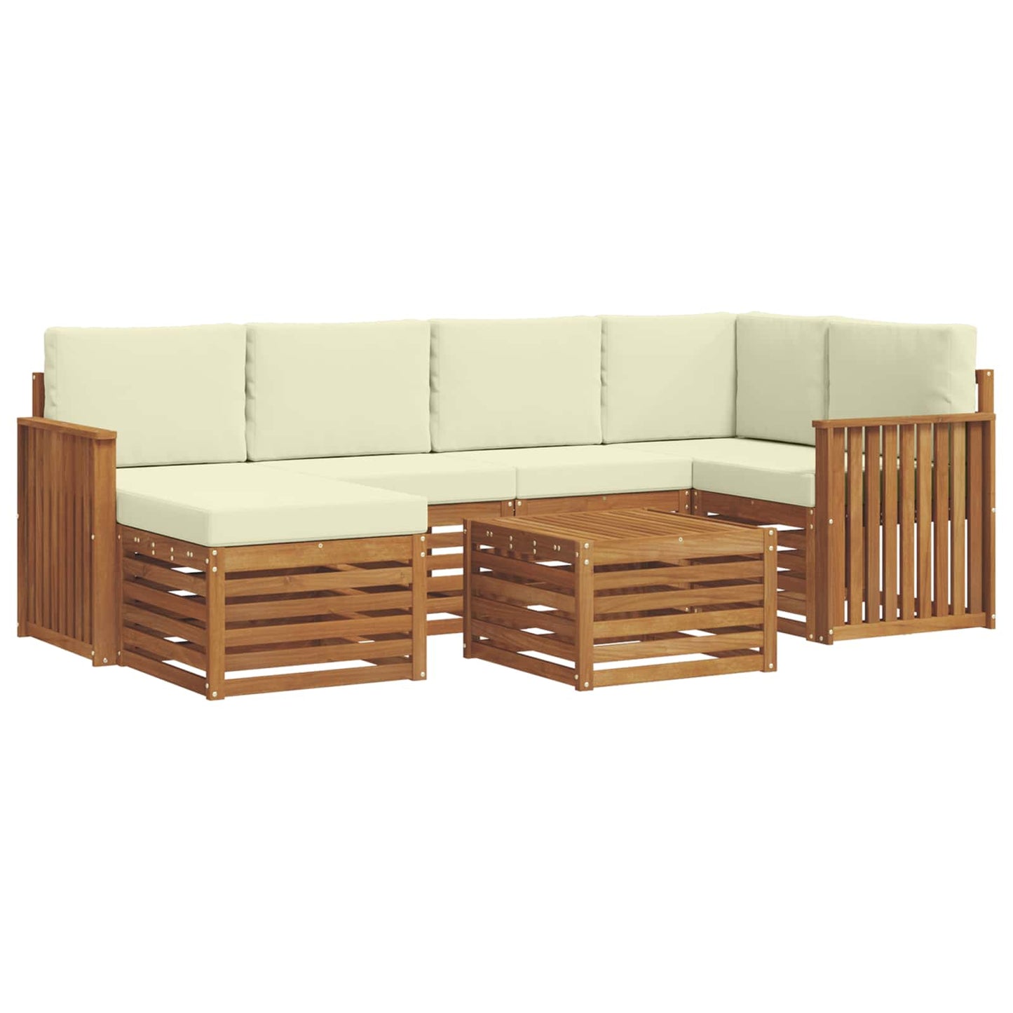 vidaXL Σαλονάκι Γωνιακού Καναπέ με μαξιλάρι 7 pcs Φυσικό και Κρέμα