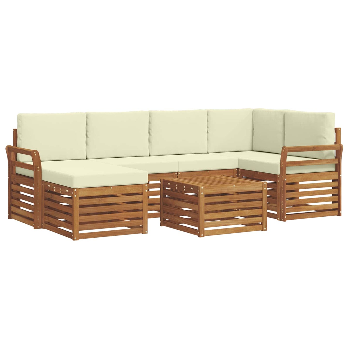 vidaXL Σαλονάκι Γωνιακού Καναπέ με μαξιλάρι 7 pcs Φυσικό και Κρέμα