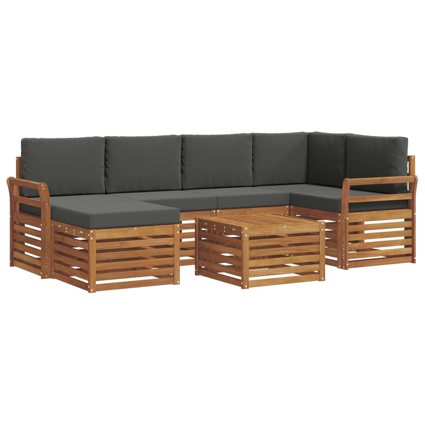 vidaXL Σαλονάκι Γωνιακού Καναπέ με μαξιλάρι 7 pcs Φυσικό και Ανθρακί