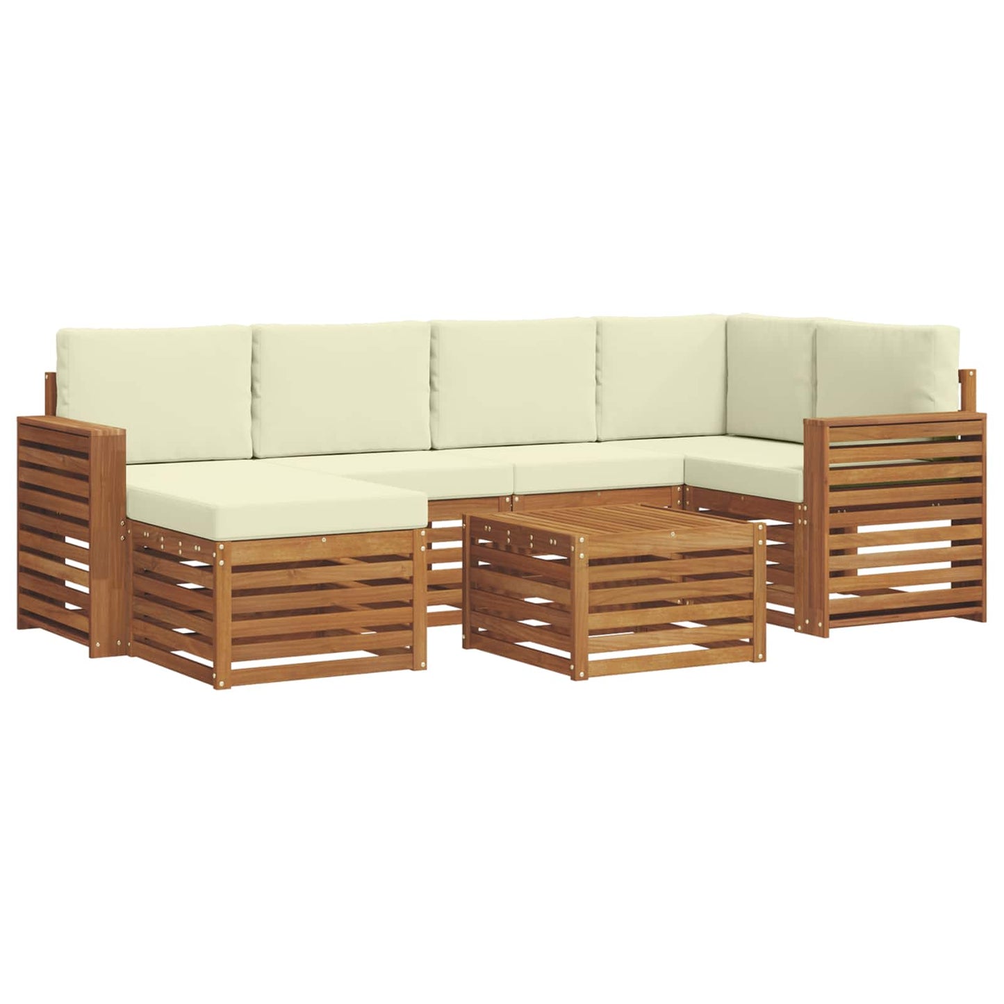 vidaXL Σαλονάκι Γωνιακού Καναπέ με μαξιλάρι 7 pcs Φυσικό και Κρέμα