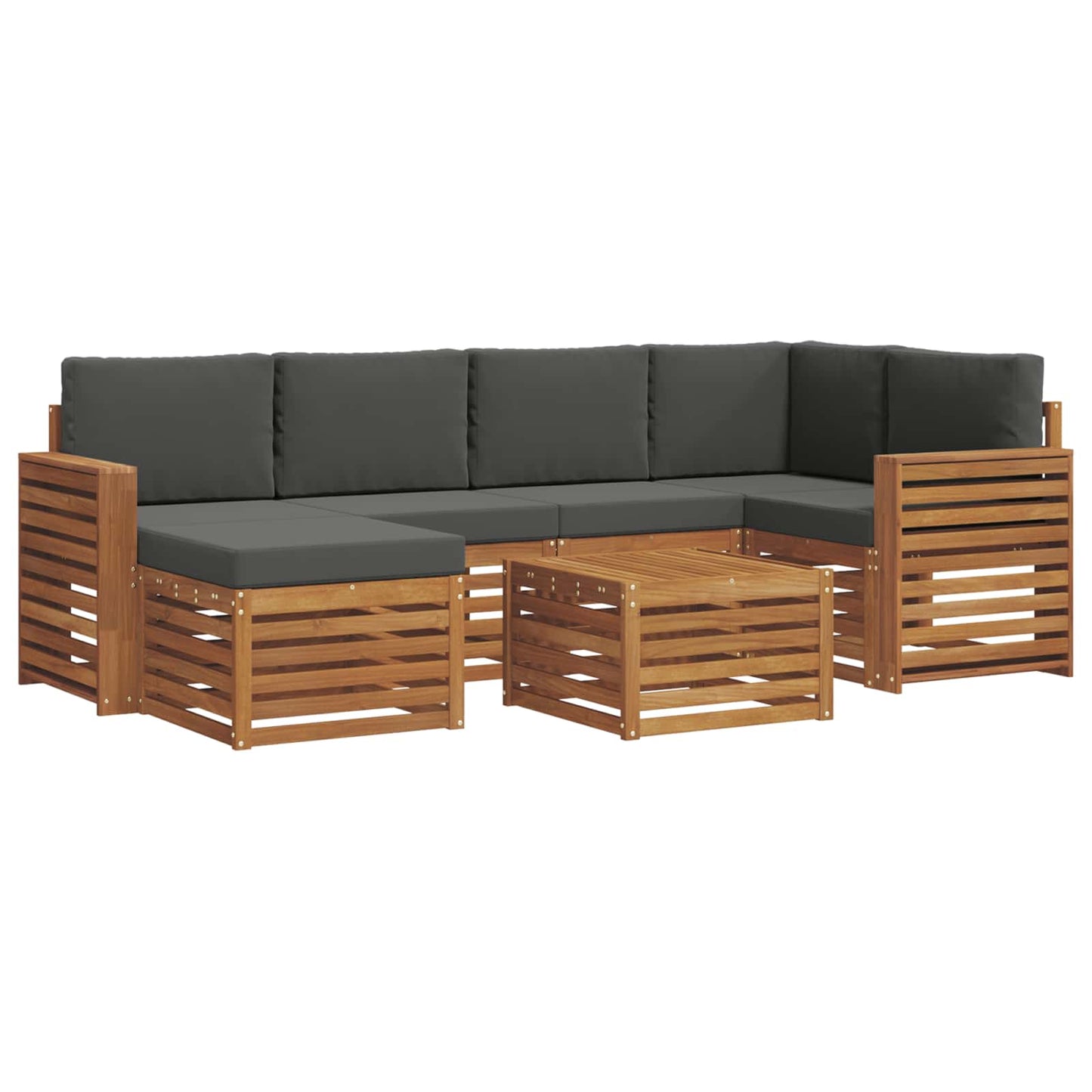 vidaXL Σαλονάκι Γωνιακού Καναπέ με μαξιλάρι 7 pcs Φυσικό και Ανθρακί