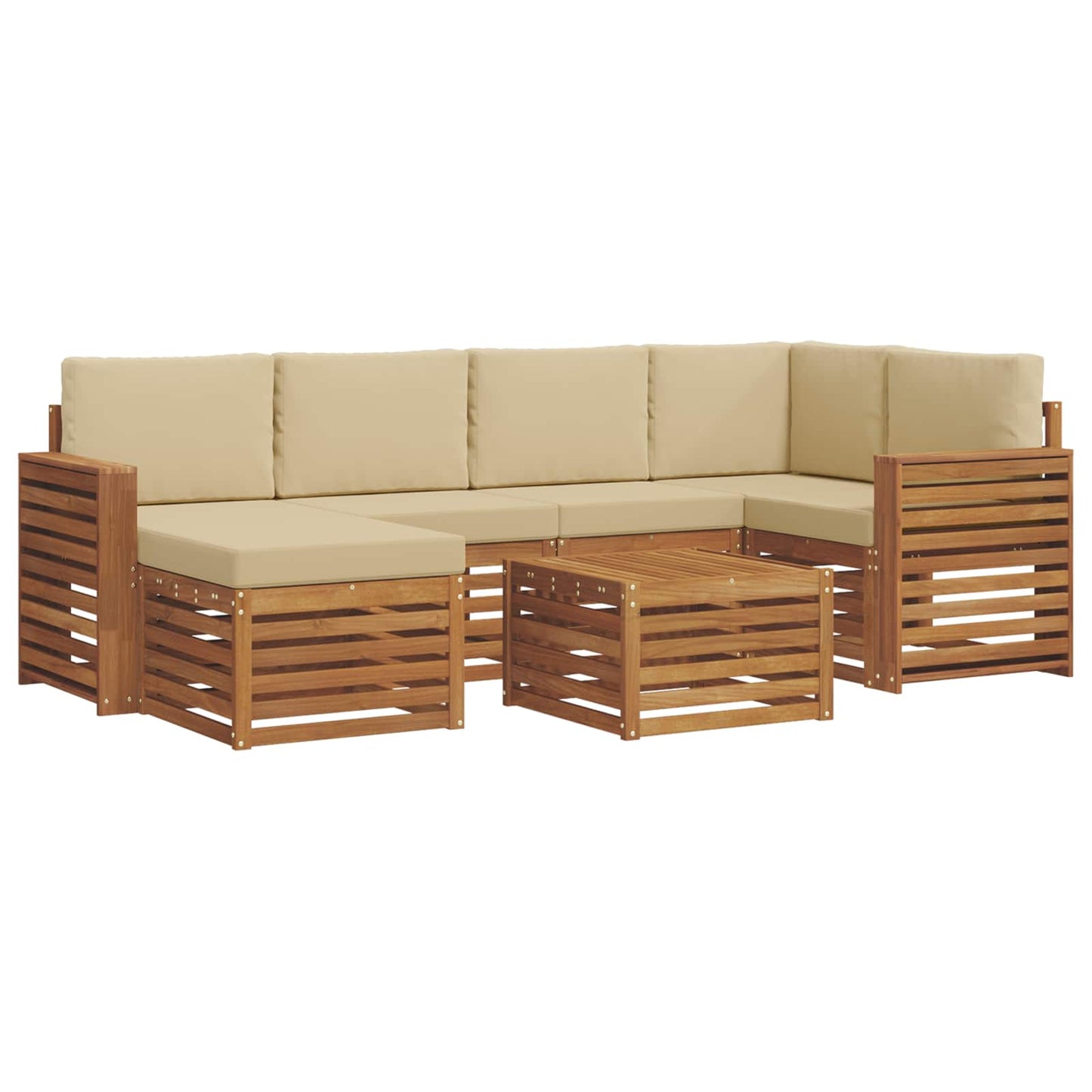 vidaXL Σαλονάκι Γωνιακού Καναπέ με μαξιλάρι 7 pcs Φυσικό και Μπεζ