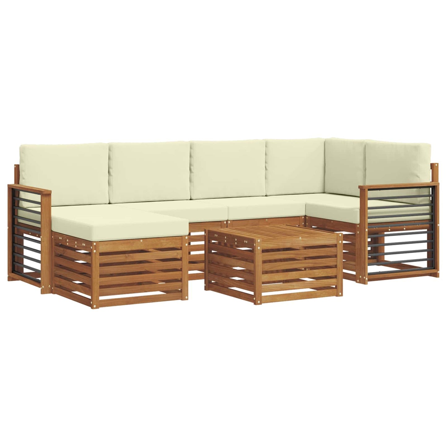 vidaXL Σαλονάκι Γωνιακού Καναπέ με μαξιλάρι 7 pcs Φυσικό και Κρέμα