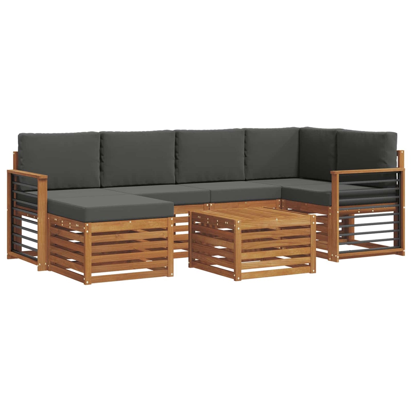 vidaXL Σαλονάκι Γωνιακού Καναπέ με μαξιλάρι 7 pcs Φυσικό και Ανθρακί