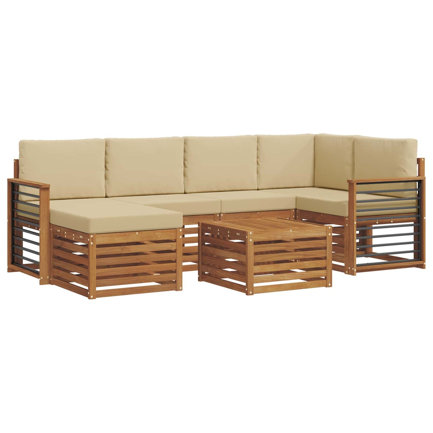 vidaXL Σαλονάκι Γωνιακού Καναπέ με μαξιλάρι 7 pcs Φυσικό και Μπεζ