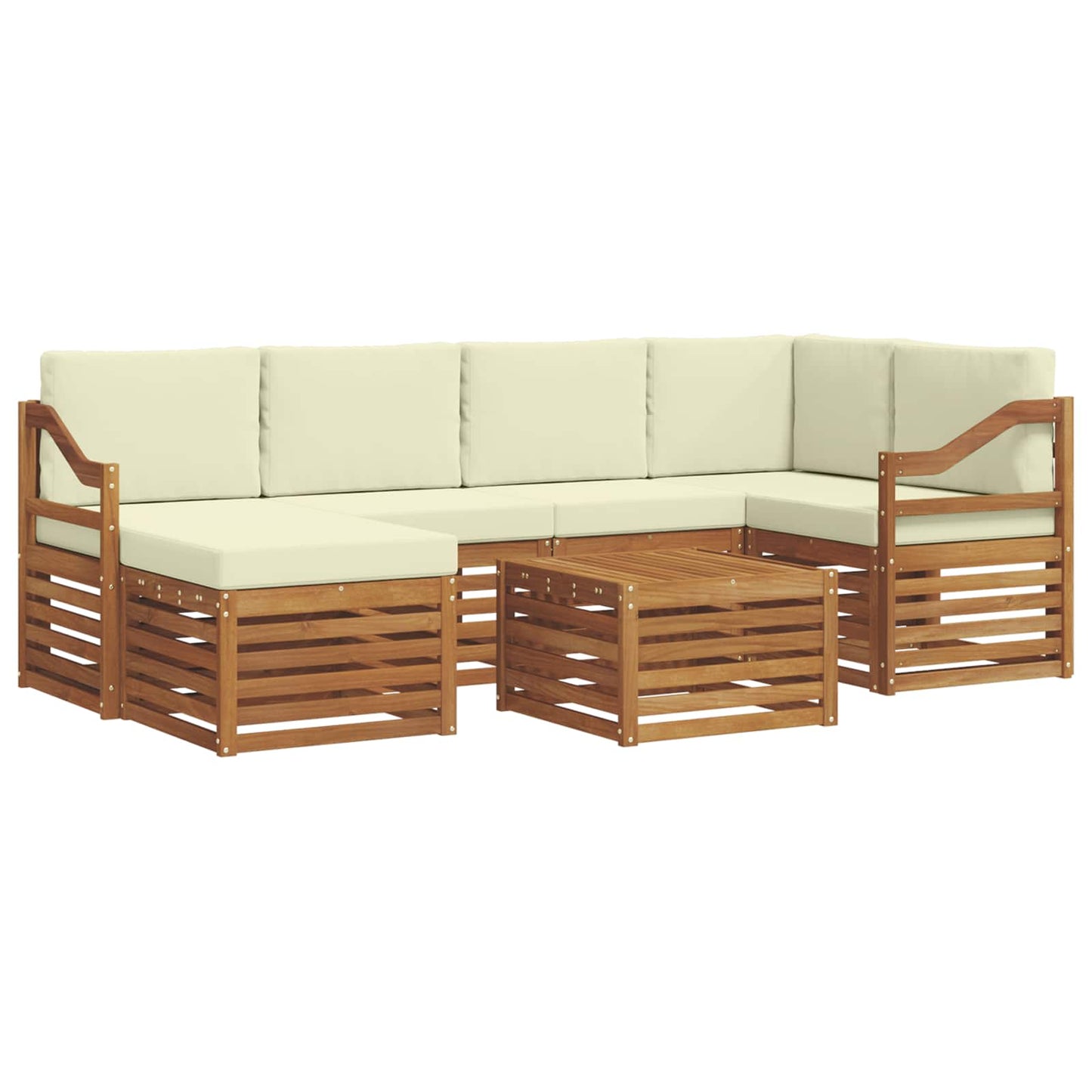 vidaXL Σαλονάκι Γωνιακού Καναπέ με μαξιλάρι 7 pcs Φυσικό και Κρέμα