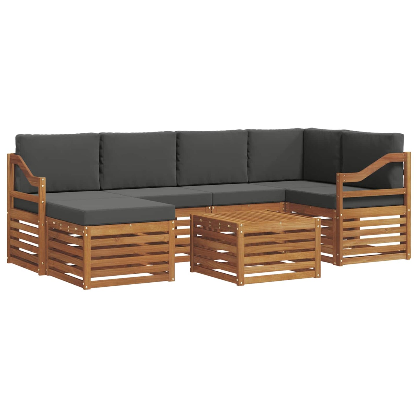 vidaXL Σαλονάκι Γωνιακού Καναπέ με μαξιλάρι 7 pcs Φυσικό και Ανθρακί