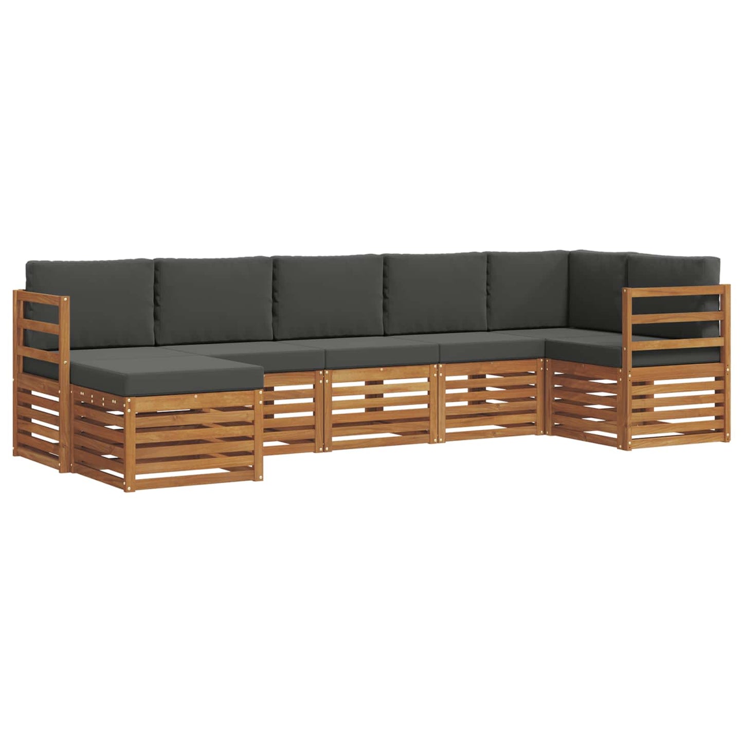 vidaXL Σαλονάκι Γωνιακού Καναπέ με μαξιλάρι 7 pcs Φυσικό και Ανθρακί