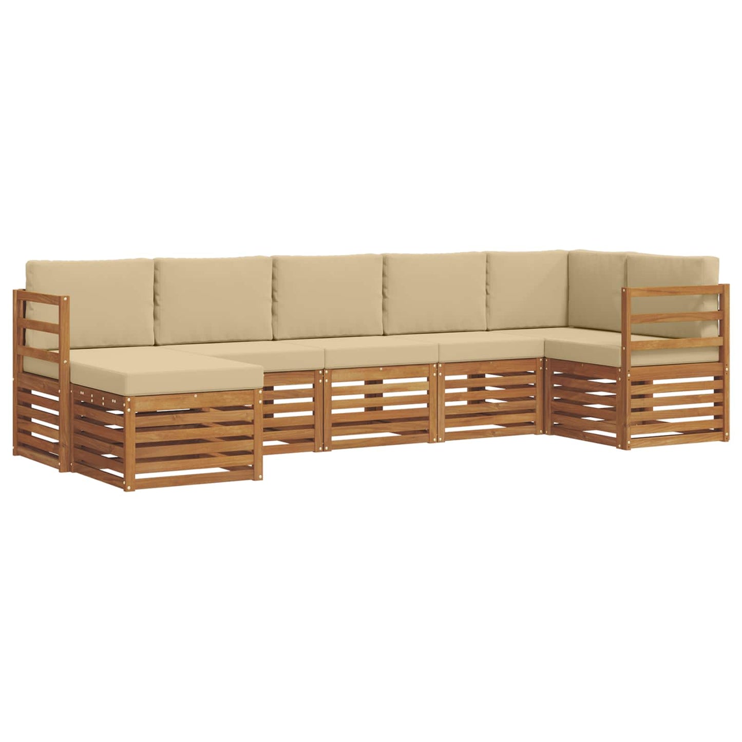 vidaXL Σαλονάκι Γωνιακού Καναπέ με μαξιλάρι 7 pcs Φυσικό και Μπεζ