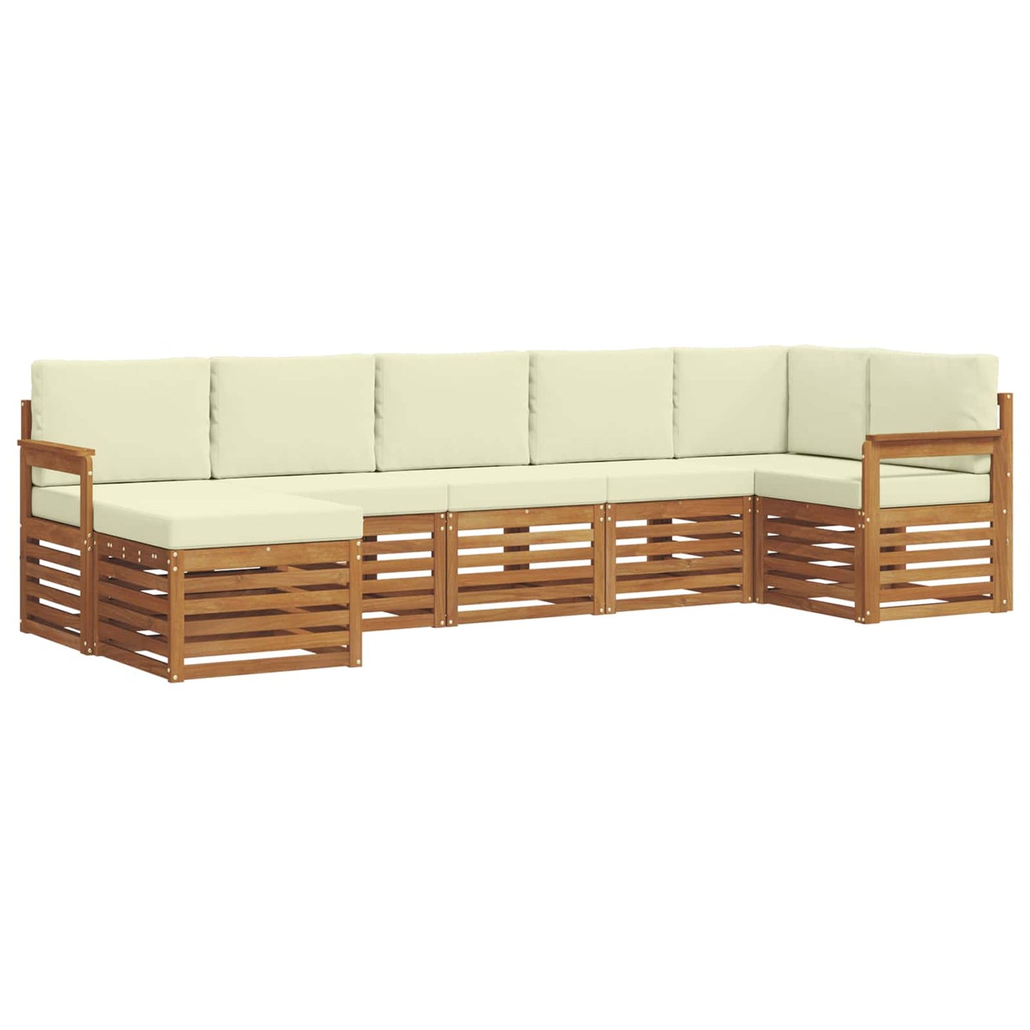 vidaXL Σαλονάκι Γωνιακού Καναπέ με μαξιλάρι 7 pcs Φυσικό και Κρέμα