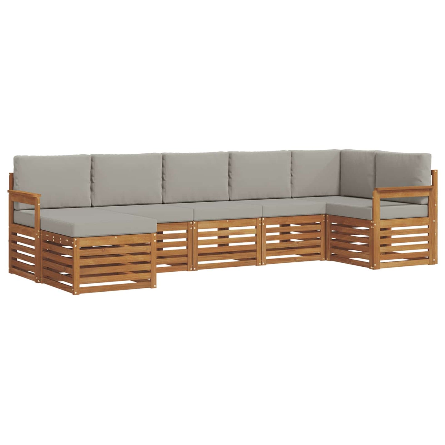 vidaXL Σαλονάκι Γωνιακού Καναπέ 7 pcs Φυσικό και Ανοιχτό Γκρι