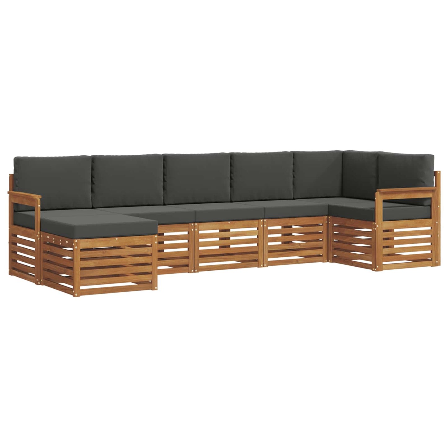 vidaXL Σαλονάκι Γωνιακού Καναπέ με μαξιλάρι 7 pcs Φυσικό και Ανθρακί
